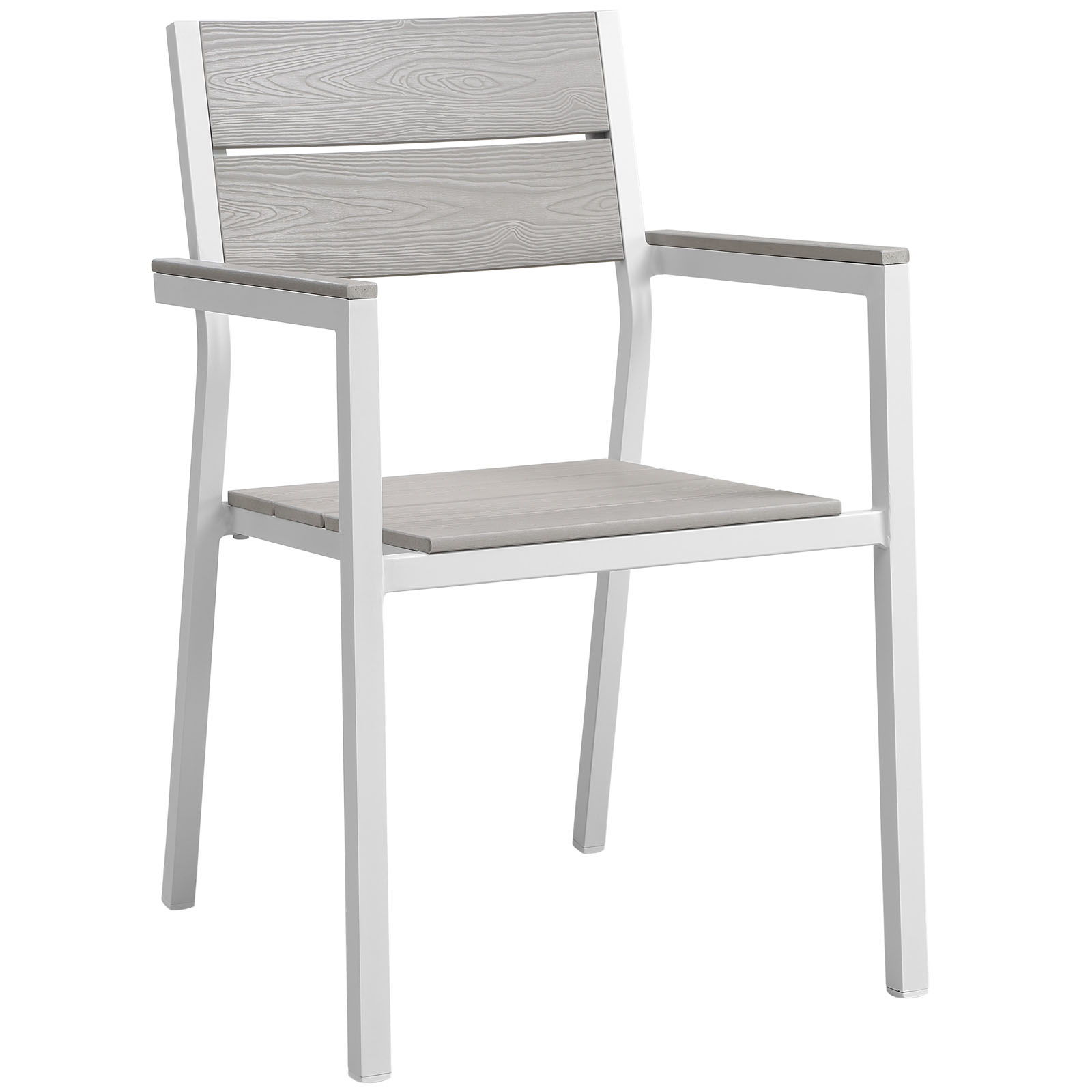 Modway Furniture Maine White Light Gray Outdoor Dining Armchair