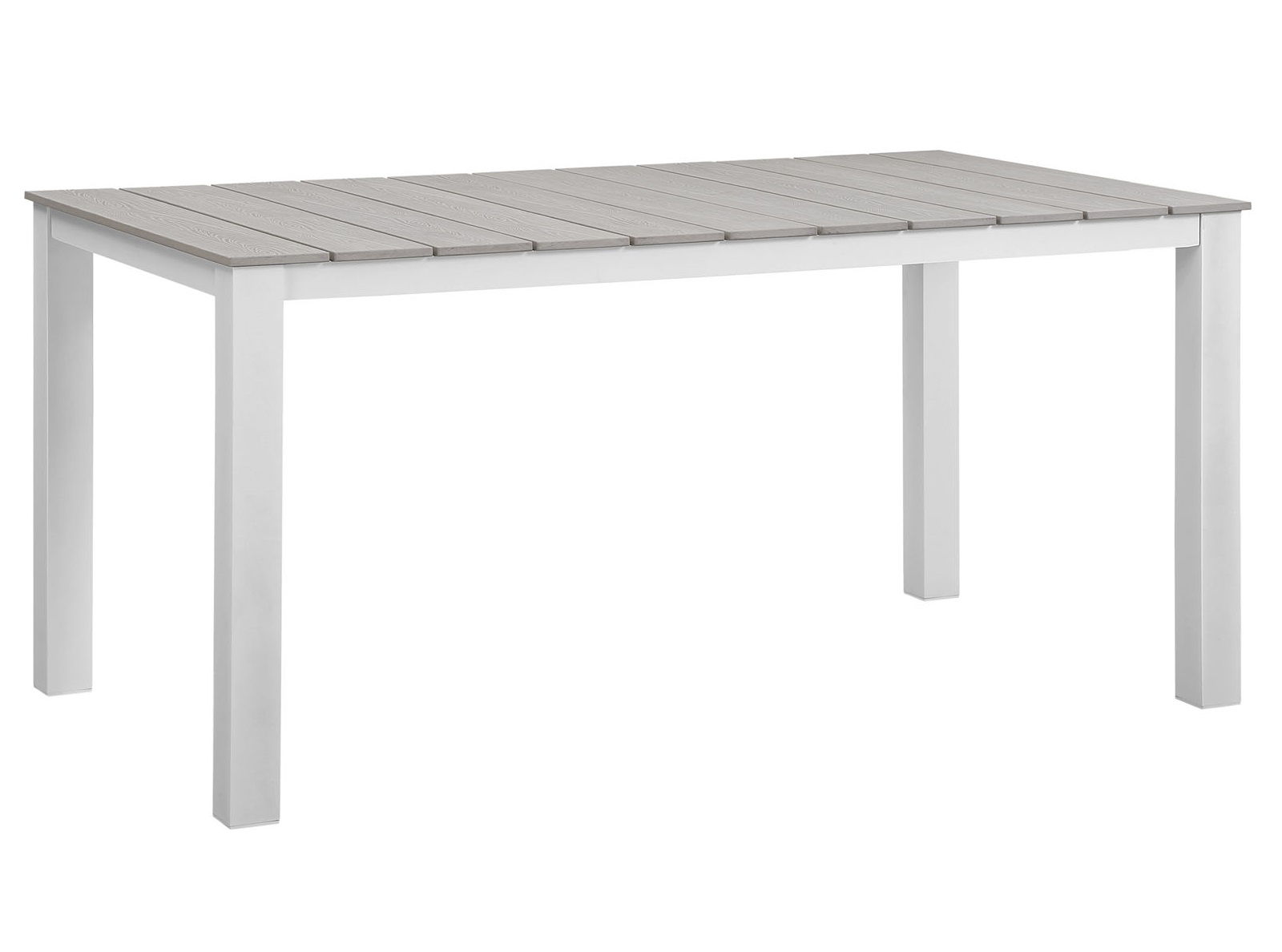 Modway Furniture Maine White Light Gray 63 Inch Outdoor Dining Table