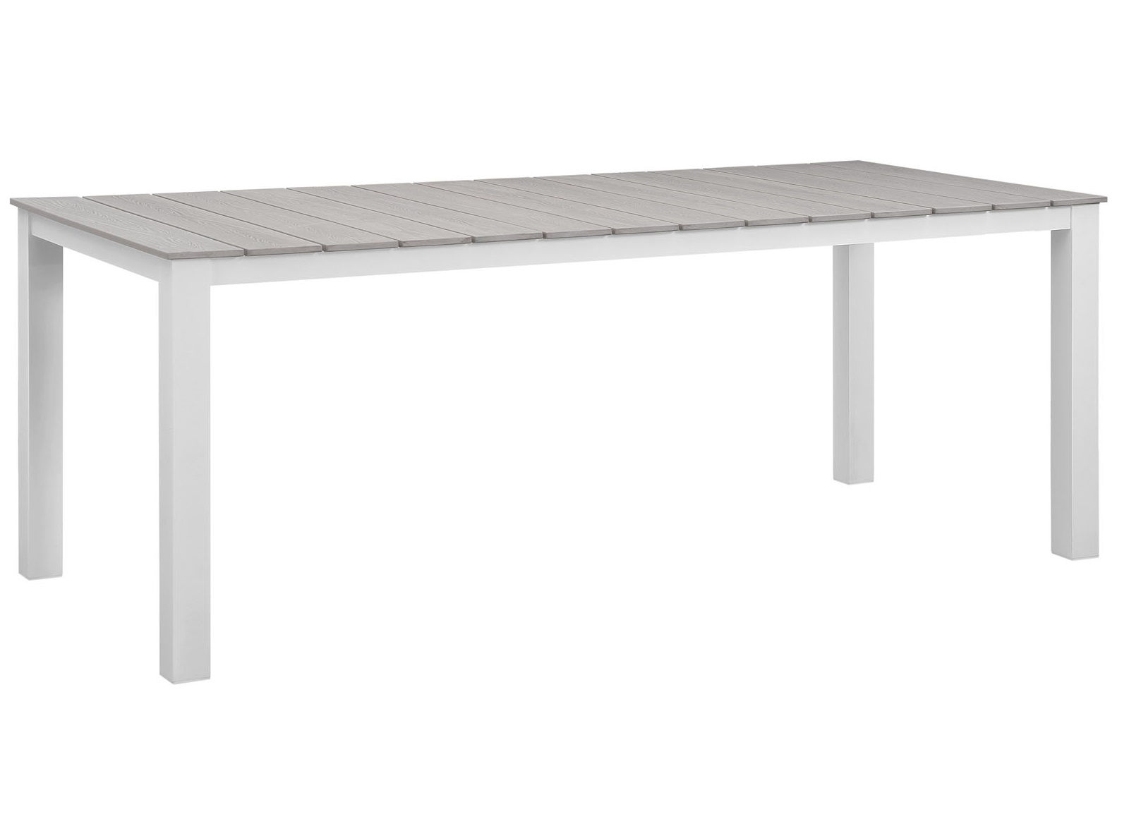 Modway Furniture Maine White Light Gray 80 Inch Outdoor Dining Table
