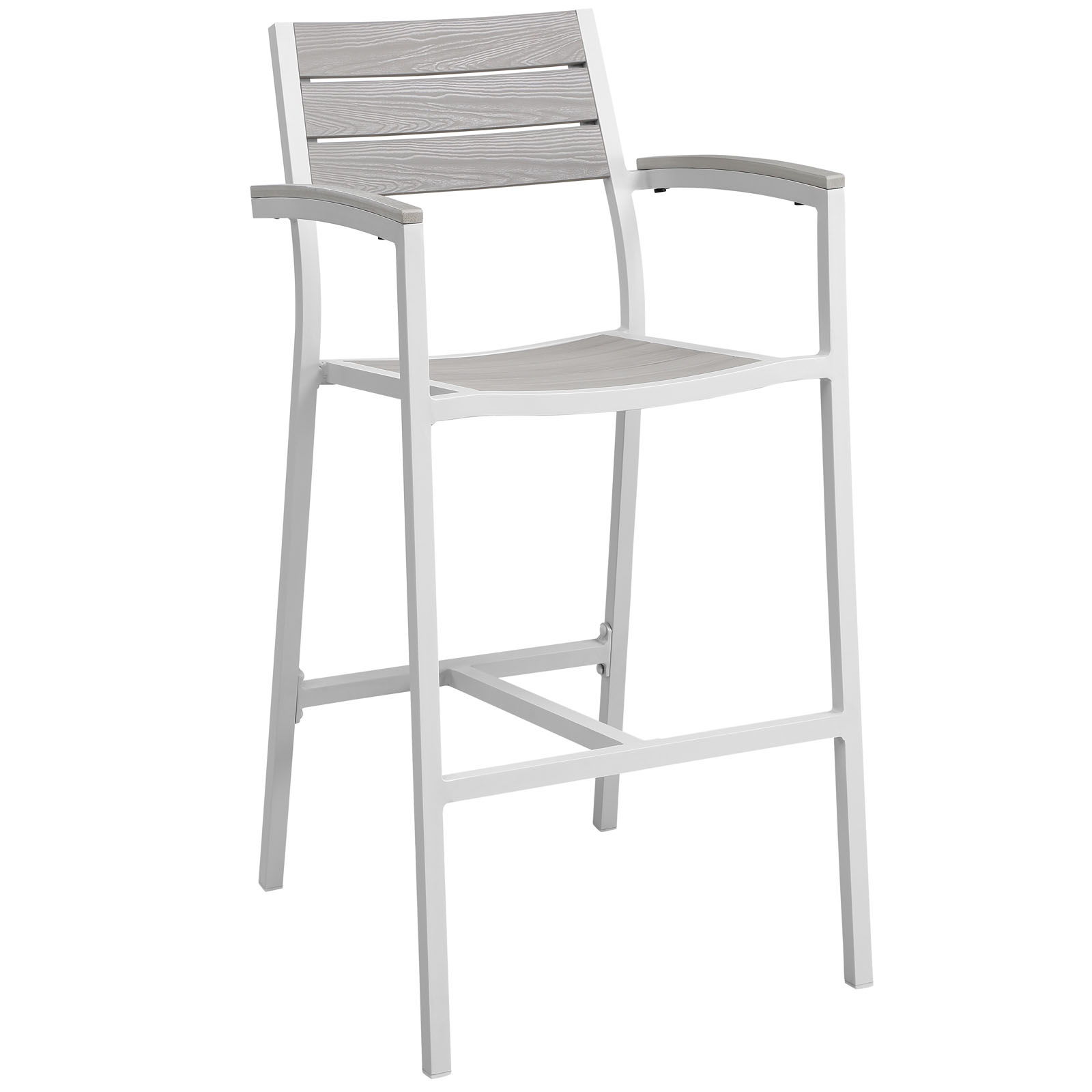 Modway Furniture Maine White Light Gray Outdoor Bar Stool