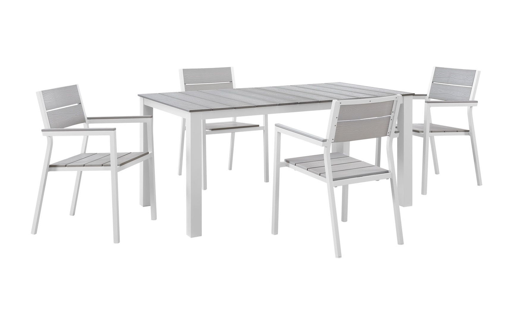 Modway Furniture Maine White Light Gray 5pc Outdoor Dining Set