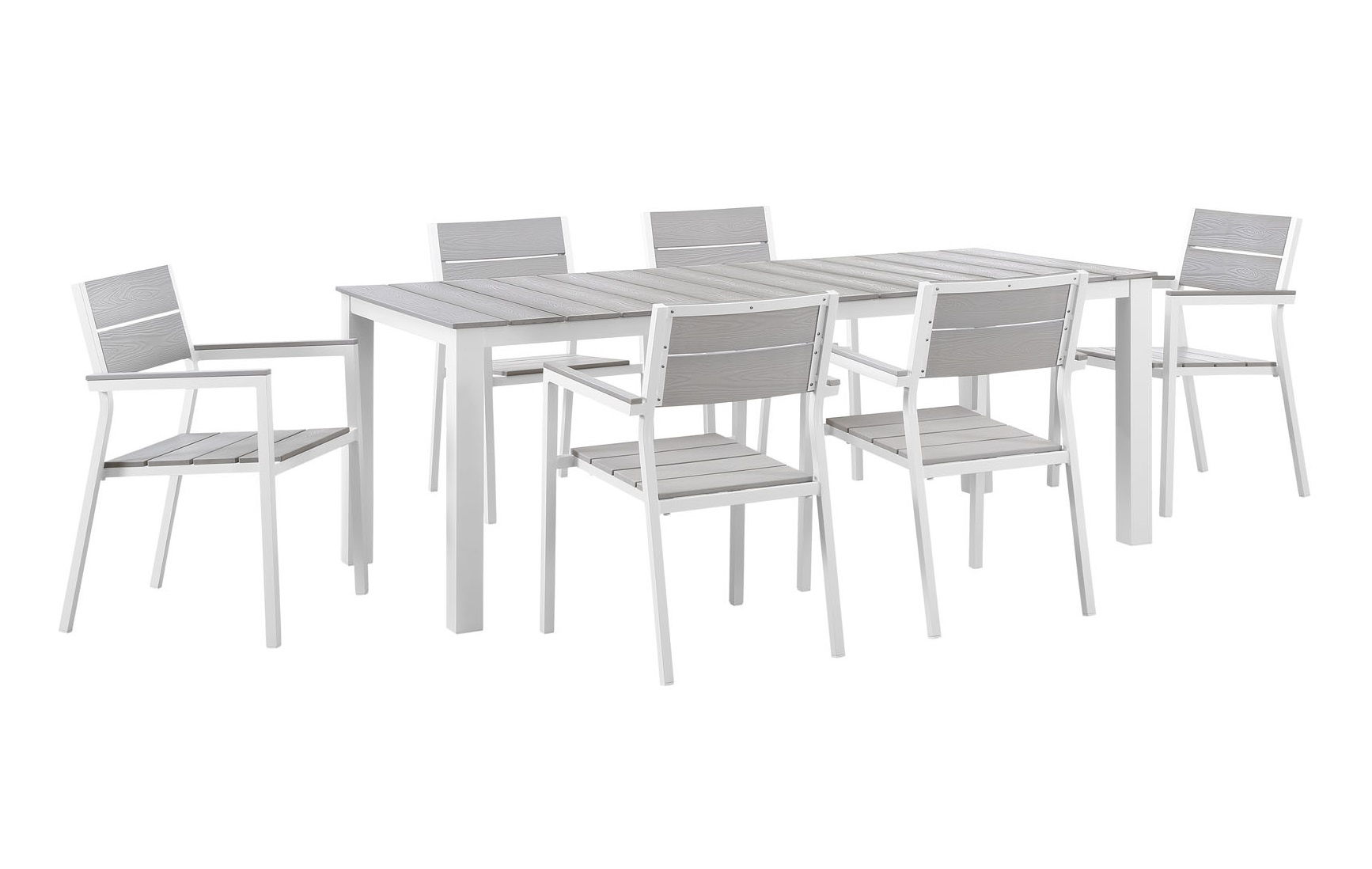 Modway Furniture Maine White Light Gray 7pc Outdoor Patio Dining Set