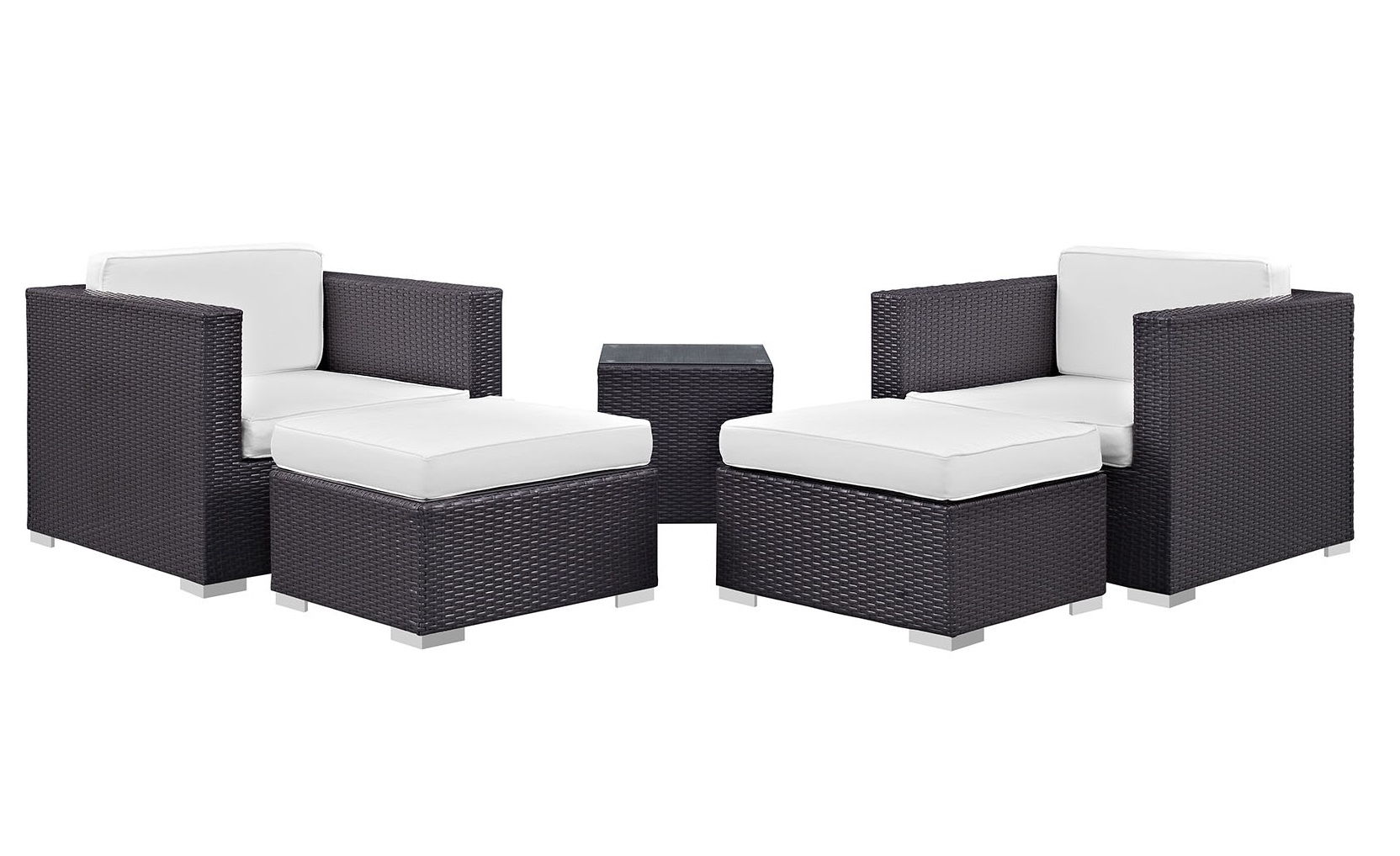 Modway Furniture Convene Espresso White Fabric 5pc Outdoor Patio Chair and ...