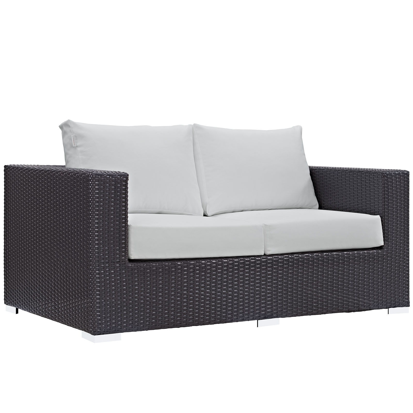 Modway Furniture Convene Espresso White Outdoor Patio Loveseat