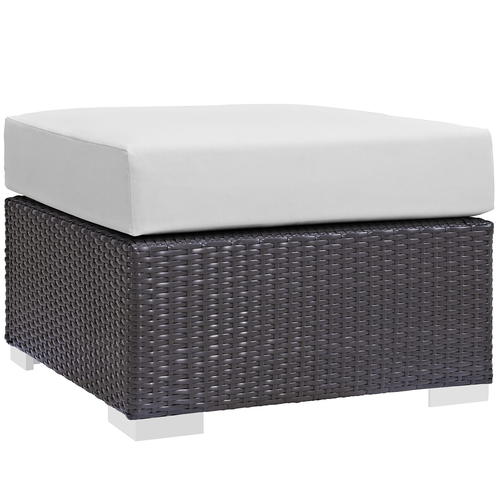 Modway Furniture Convene Espresso White Outdoor Patio Square Ottoman