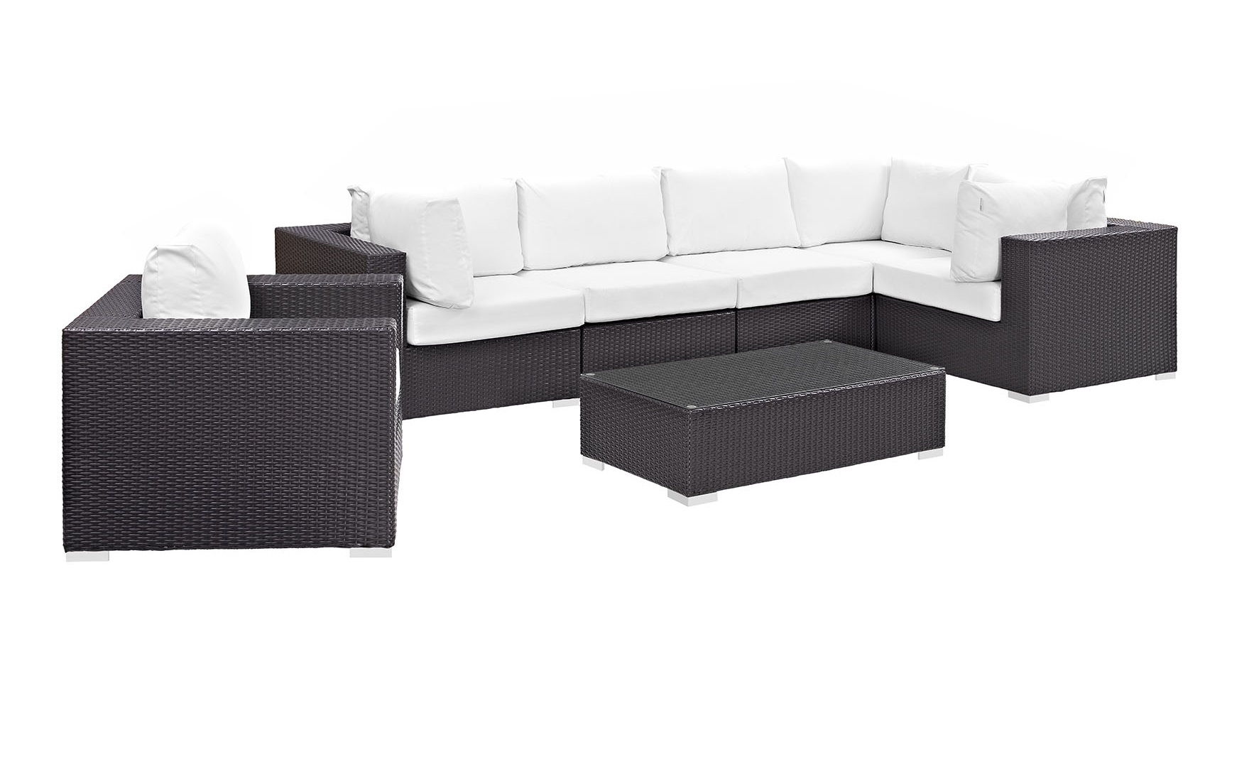 Modway Furniture Convene Espresso White 7pc Outdoor Patio Sectional