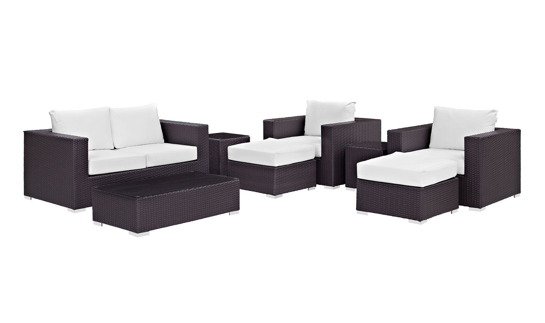 Modway Furniture Convene Espresso White 8pc Outdoor Sofa Set
