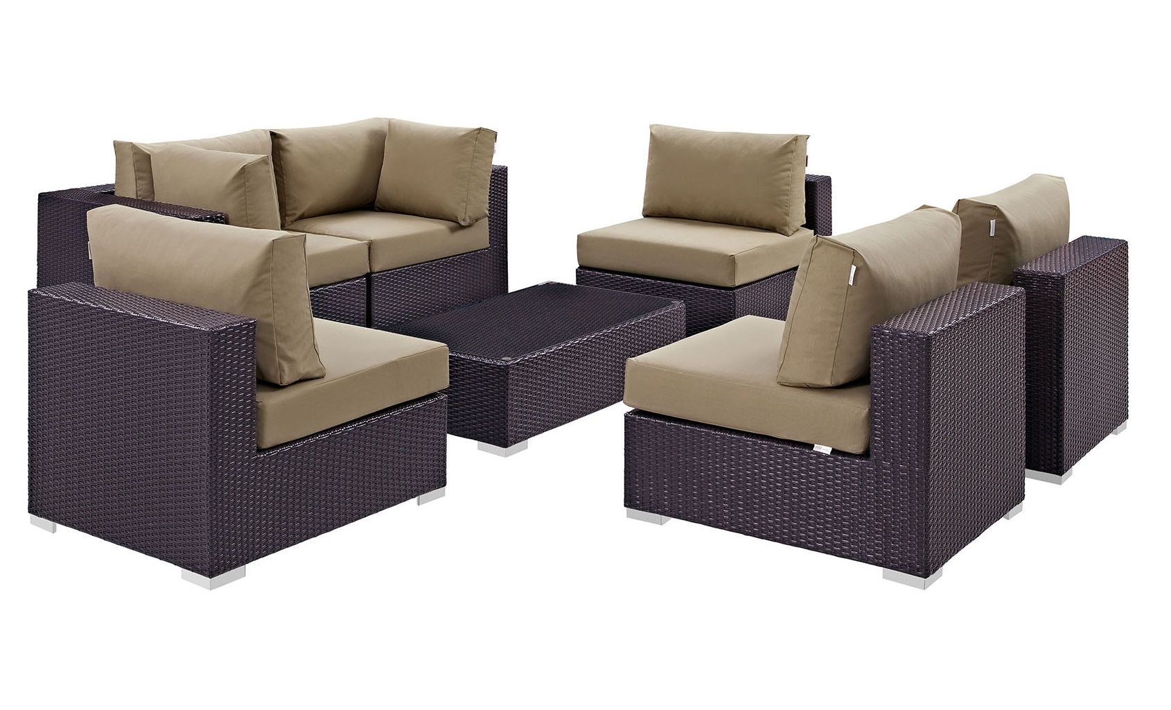 Modway Furniture Convene Espresso Mocha 7pc Outdoor Patio Sofa Set
