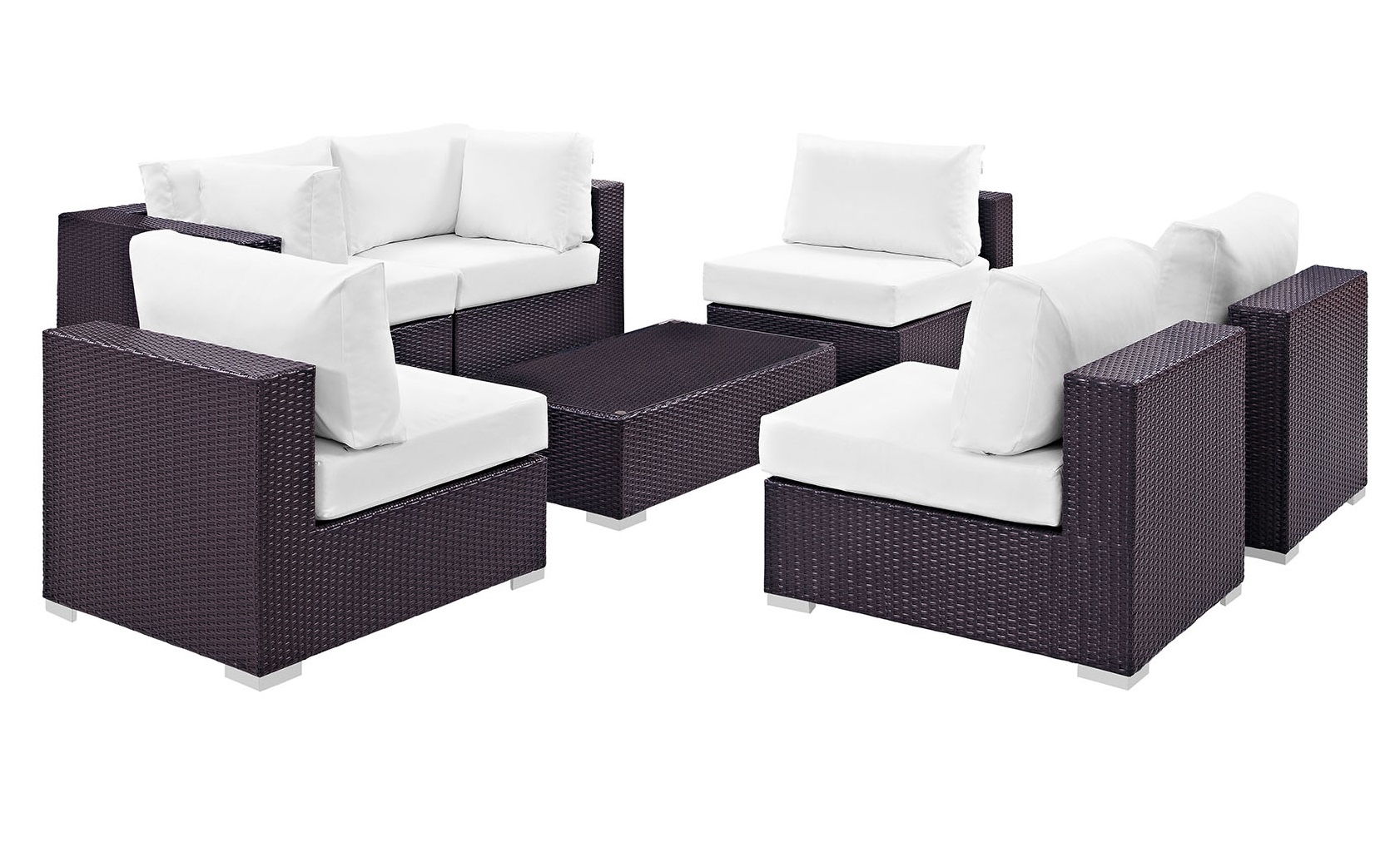 Modway Furniture Convene Espresso White 7pc Outdoor Patio Sofa Set