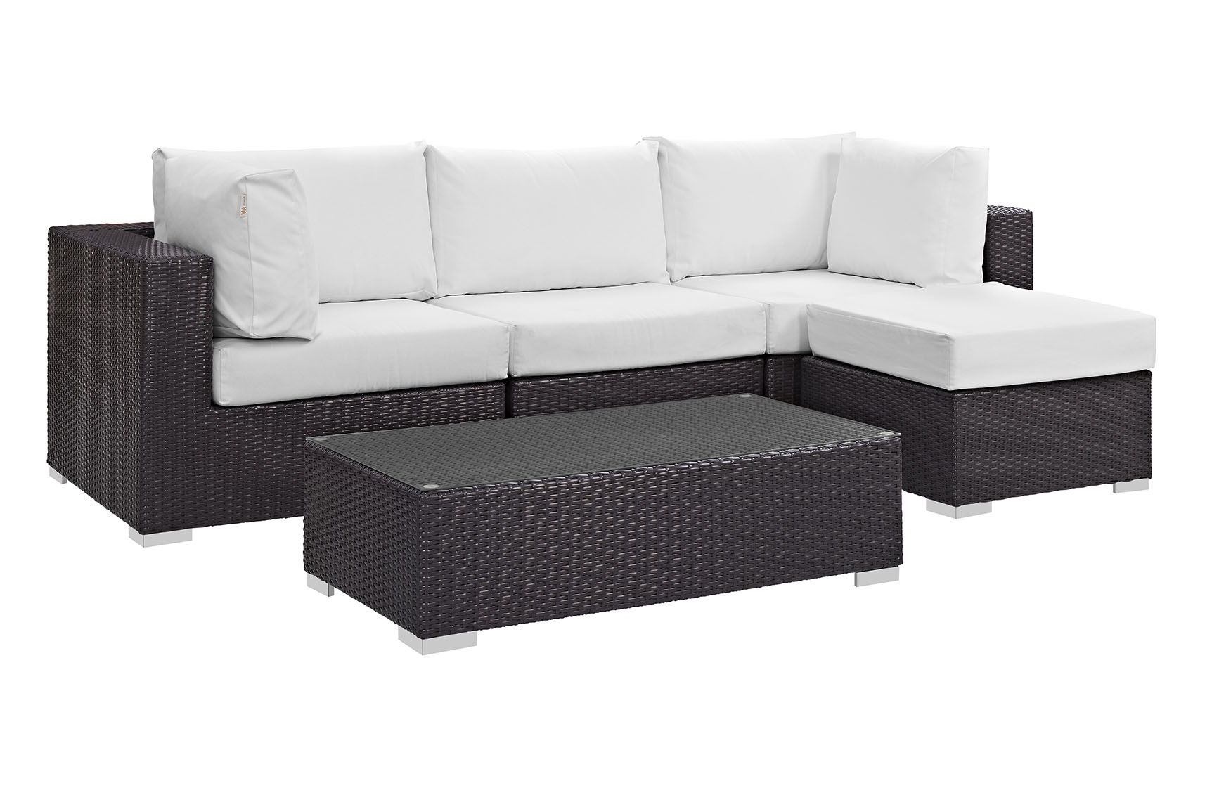 Modway Furniture Convene Espresso White 5pc Outdoor Patio Sectional