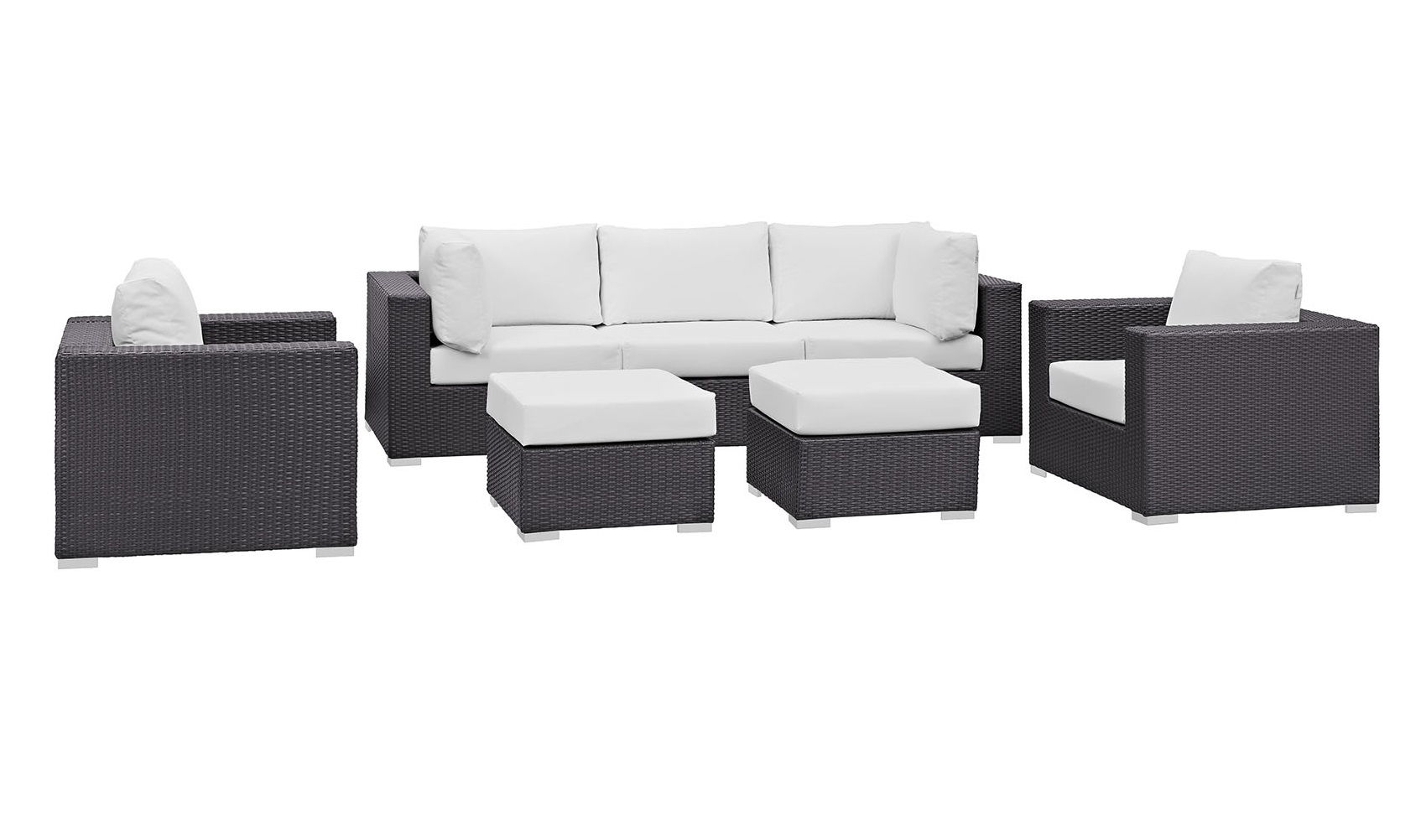 Modway Furniture Convene Espresso White Fabric 7pc Outdoor Patio Sofa Set