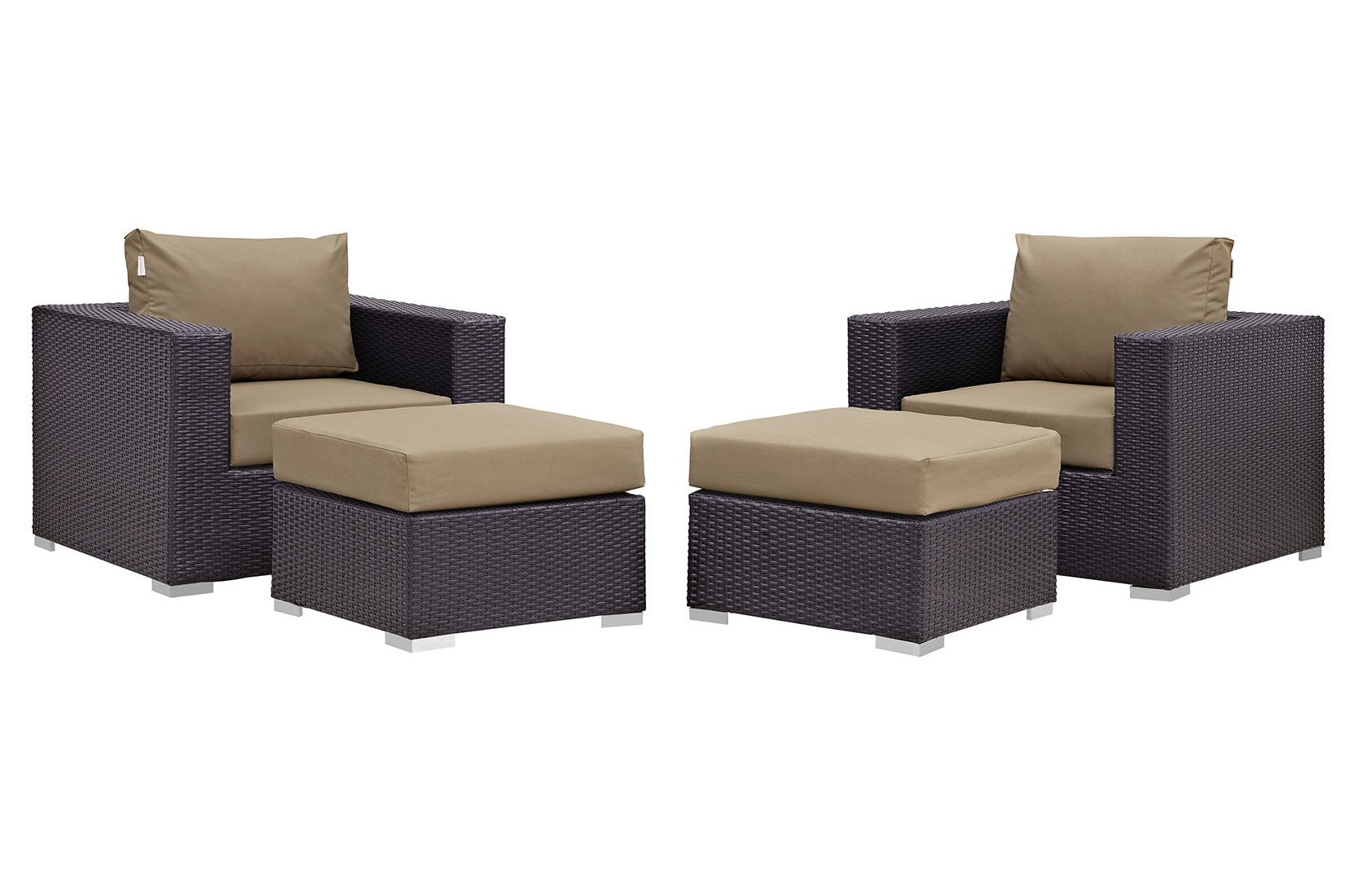 Modway Furniture Convene Espresso Mocha 4pc Outdoor Patio Chair and Ottoman