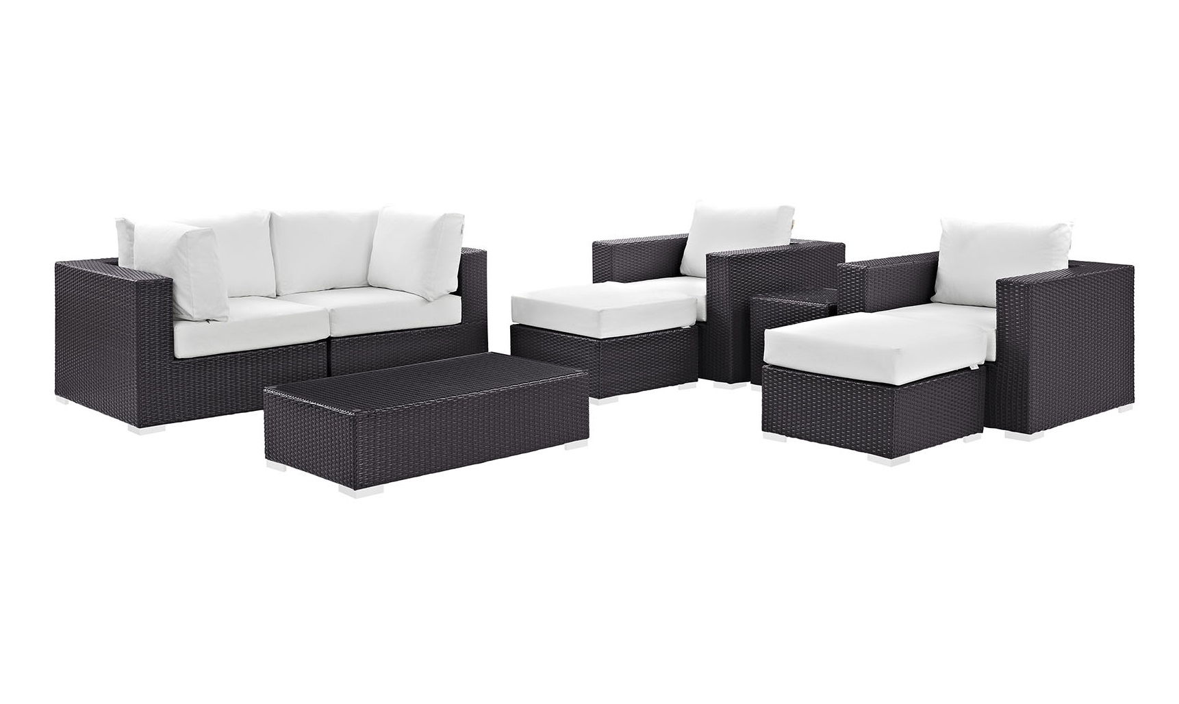 Modway Furniture Convene White Fabric 8pc Outdoor Patio Sofa Set