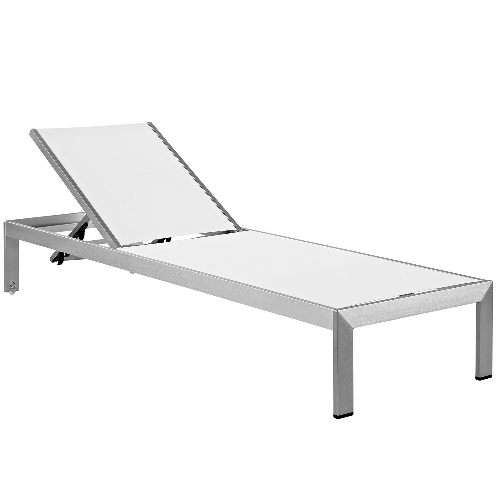 Modway Furniture Shore Silver White Mesh Outdoor Chaise