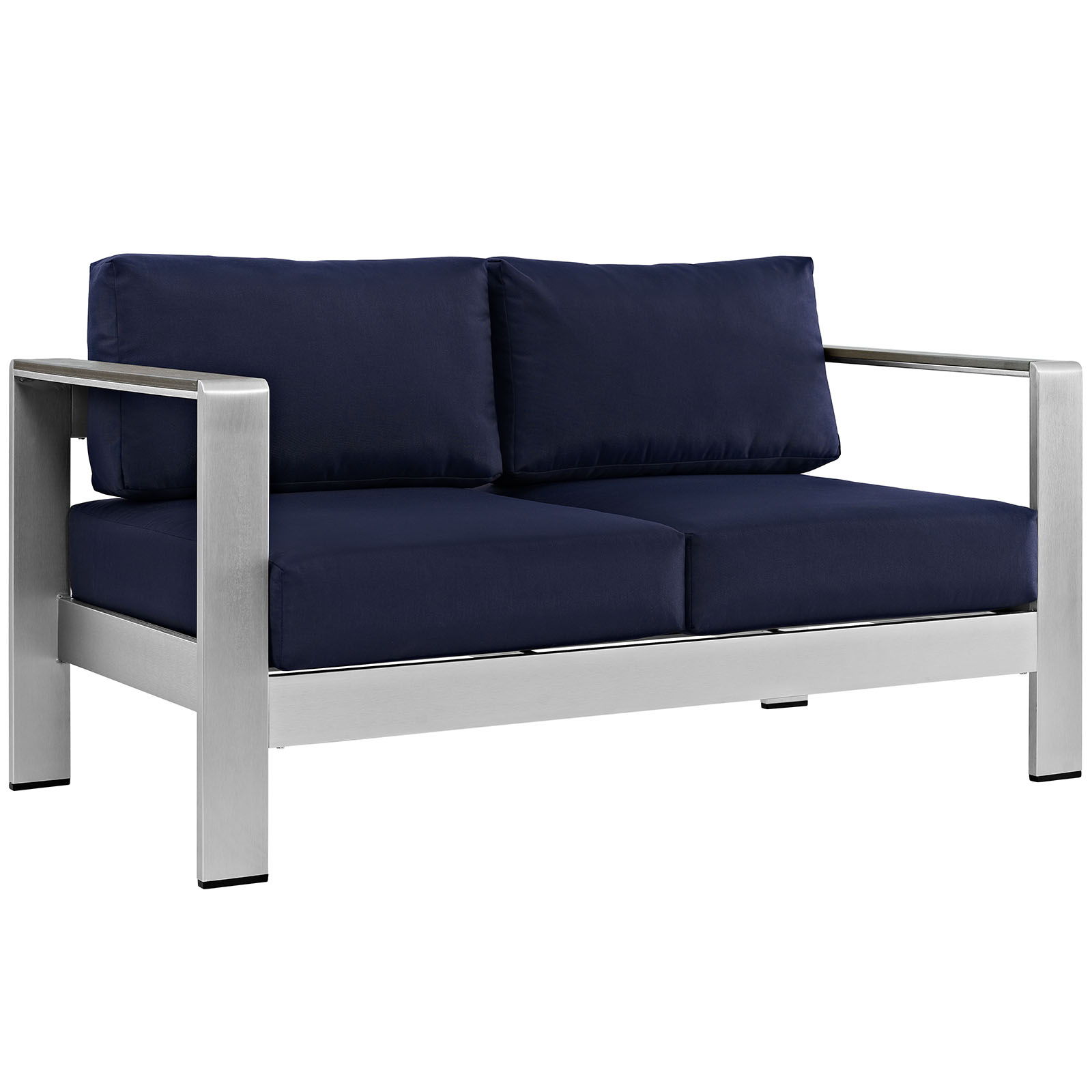 Modway Furniture Shore Silver Navy Outdoor Patio Loveseat