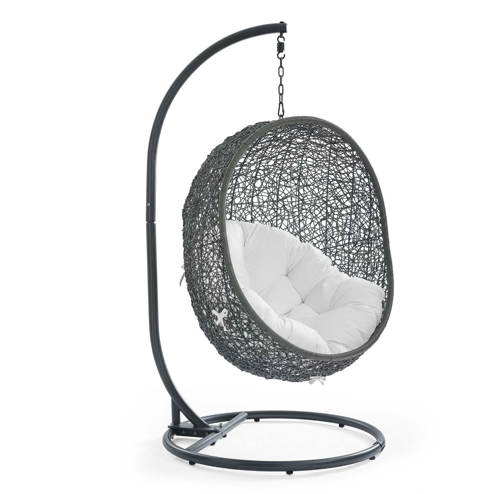 Modway Furniture Hide Gray White Outdoor Swing Chair with Stand