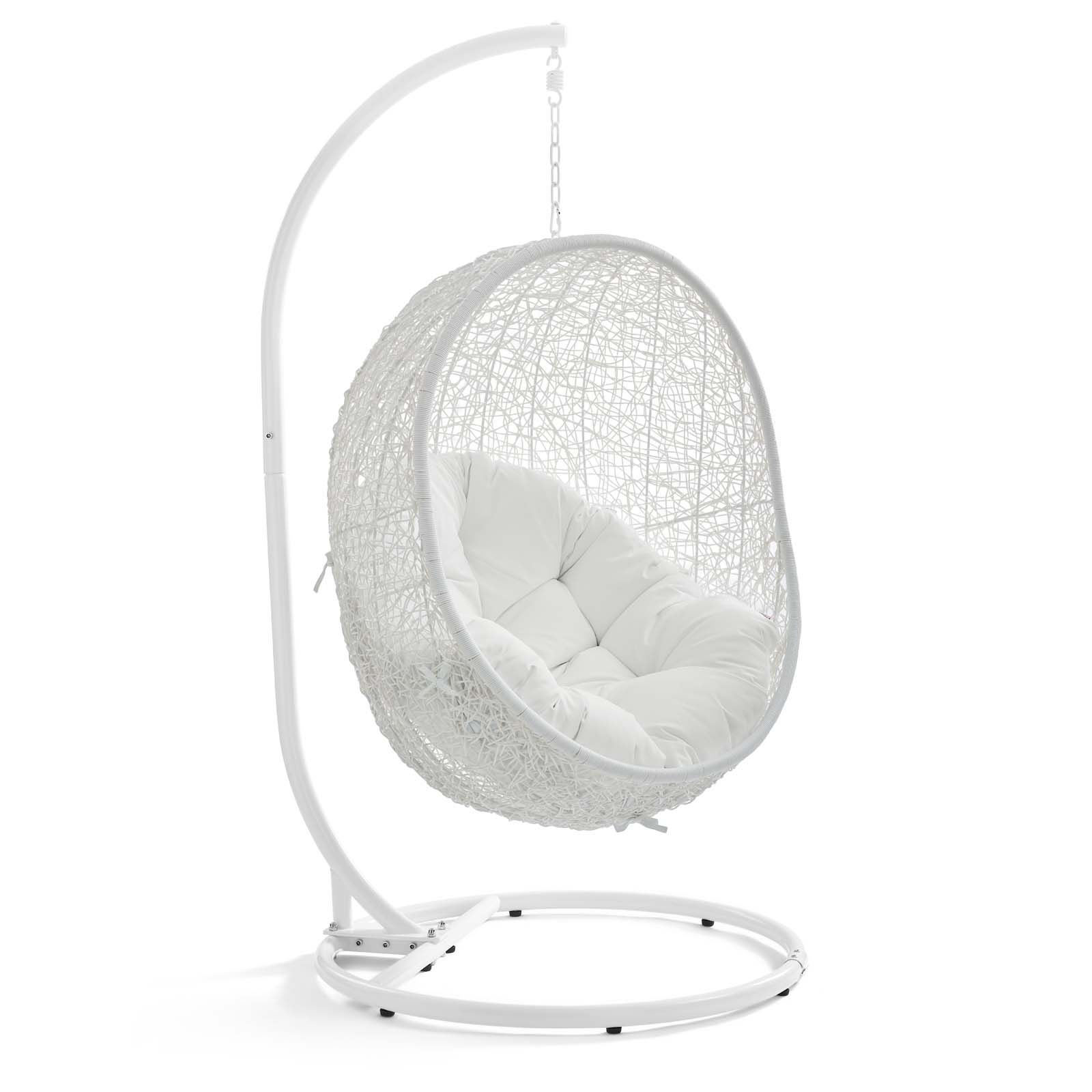 Modway Furniture Hide White Outdoor Patio Swing Chair with Stand