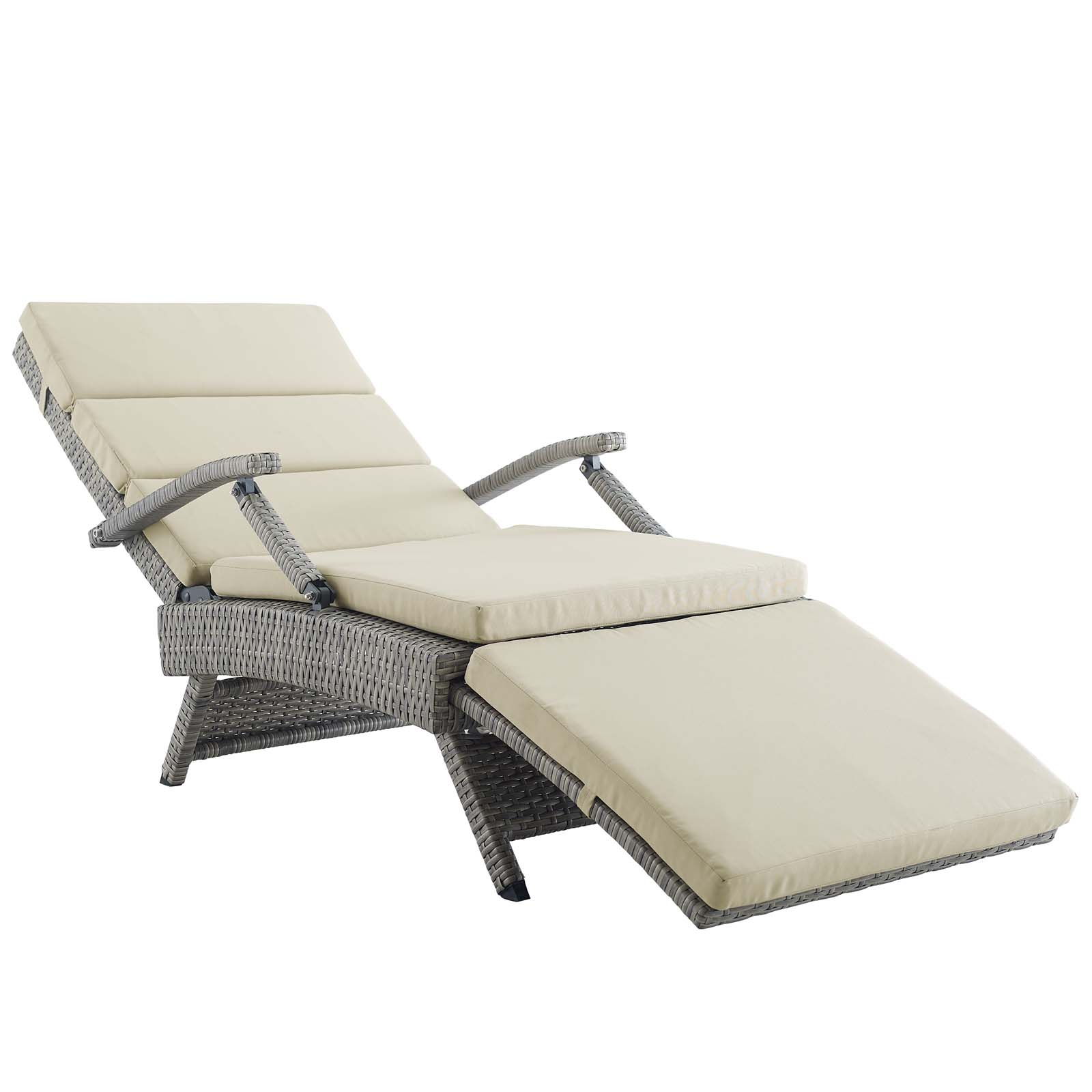 Modway Furniture Envisage Light Gray Beige Outdoor Patio Lounge Chaise