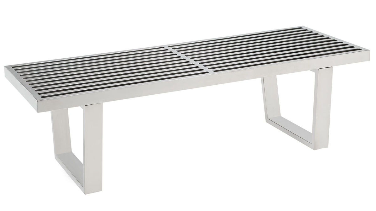 Modway Furniture Sauna 4 Feet Stainless Steel Bench