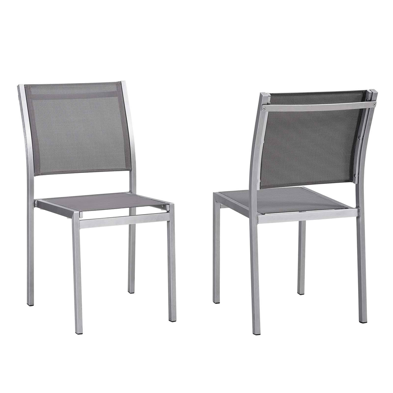 2 Modway Furniture Shore Silver Gray Outdoor Patio Side Chairs