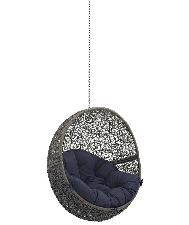 Modway Furniture Hide Gray Navy Outdoor Swing Chair without Stand