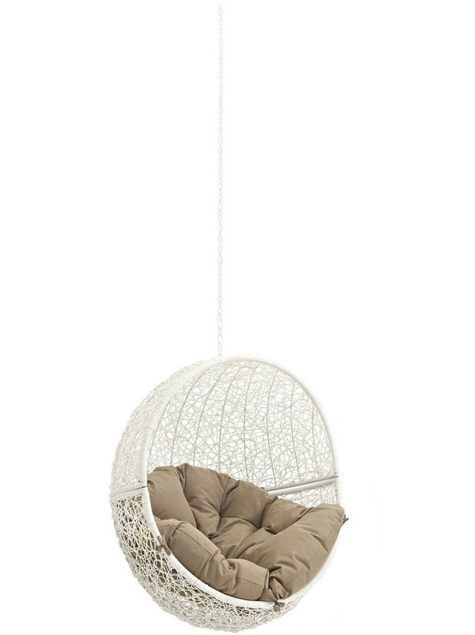 Modway Furniture Hide White Mocha Outdoor Swing Chair without Stand