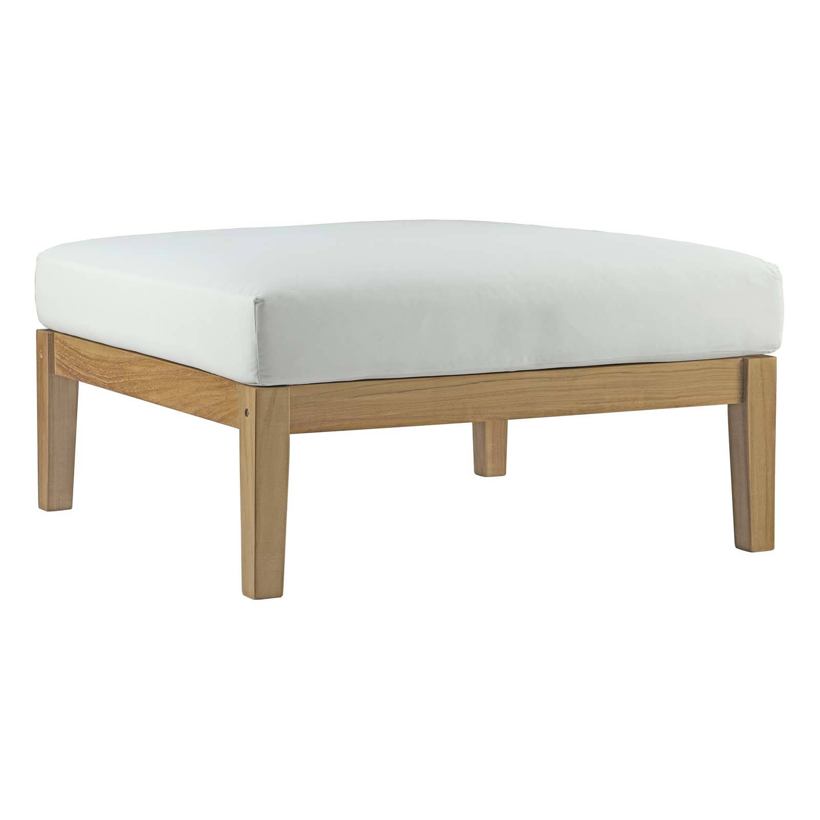 Modway Furniture Bayport White Outdoor Patio Teak Ottoman