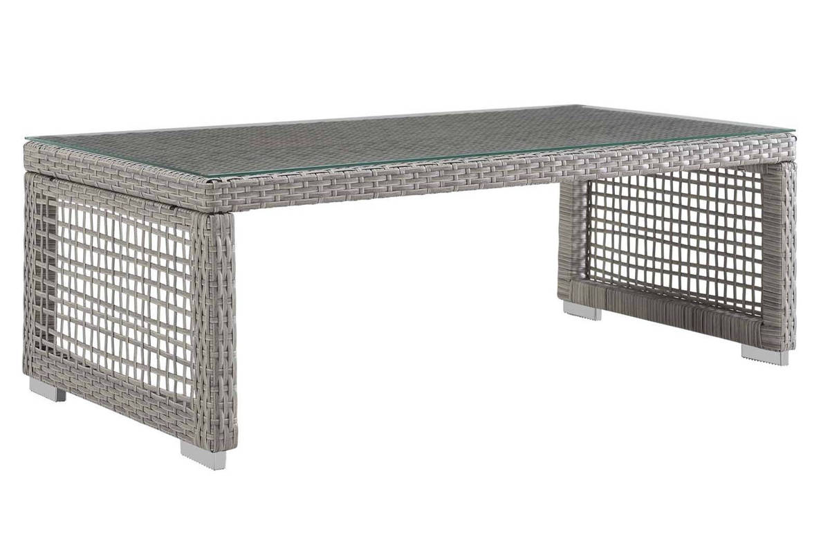 Modway Furniture Aura Gray Rattan Outdoor Patio Coffee Table
