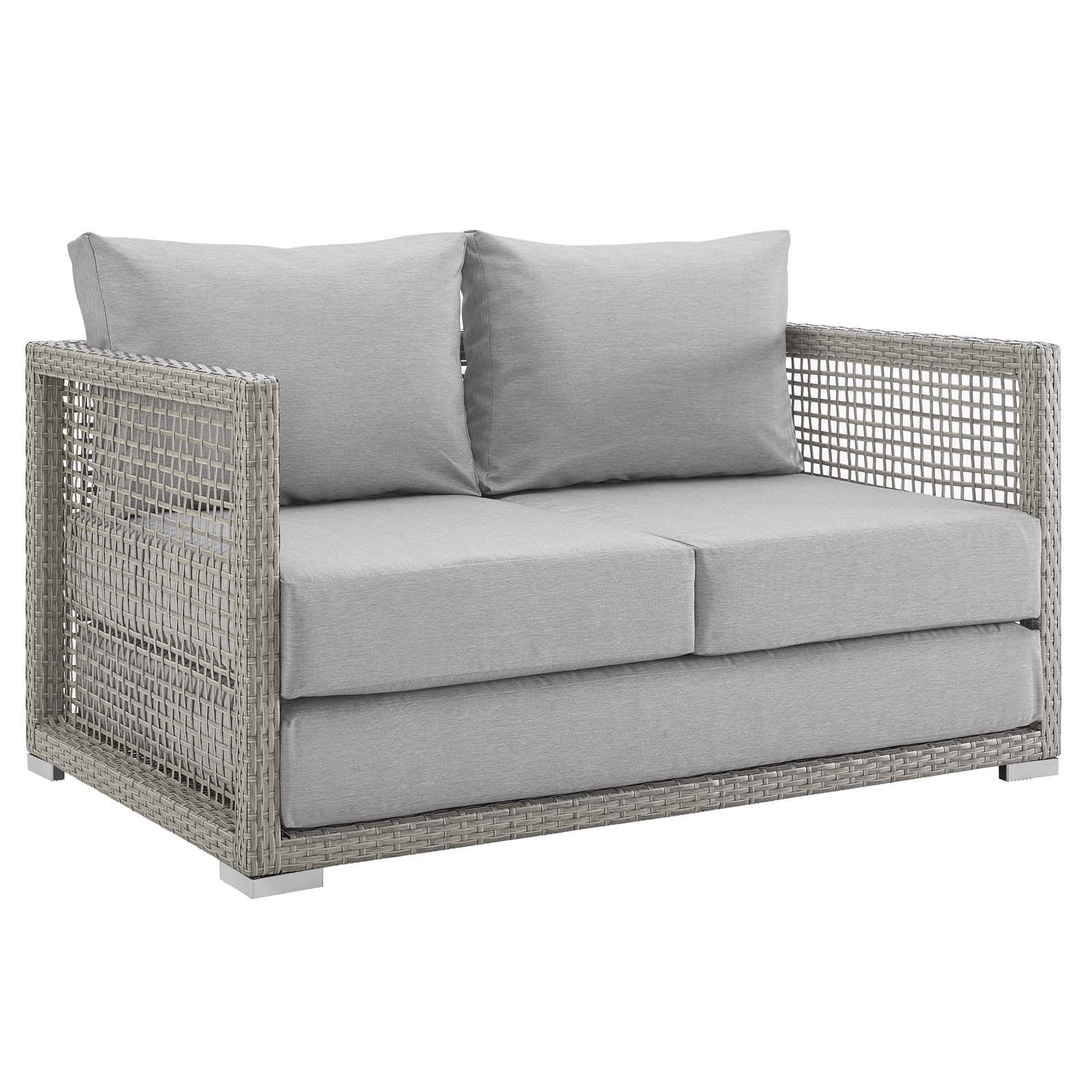 Modway Furniture Aura Gray Outdoor Patio Wicker Rattan Loveseat