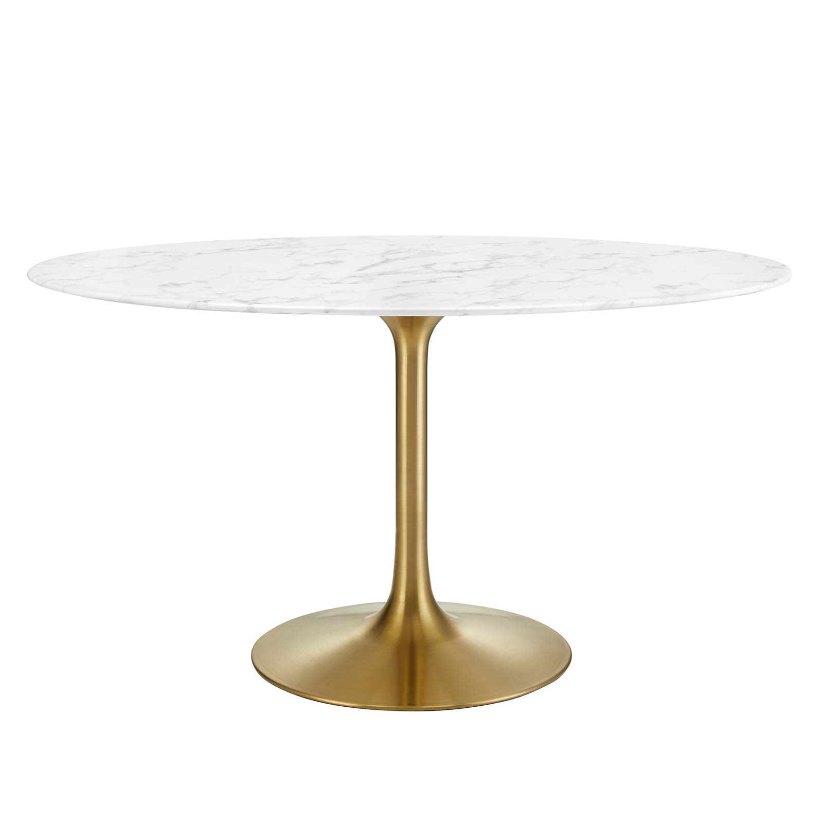Modway Furniture Lippa Gold White Marble 54 Inch Oval Dining Table