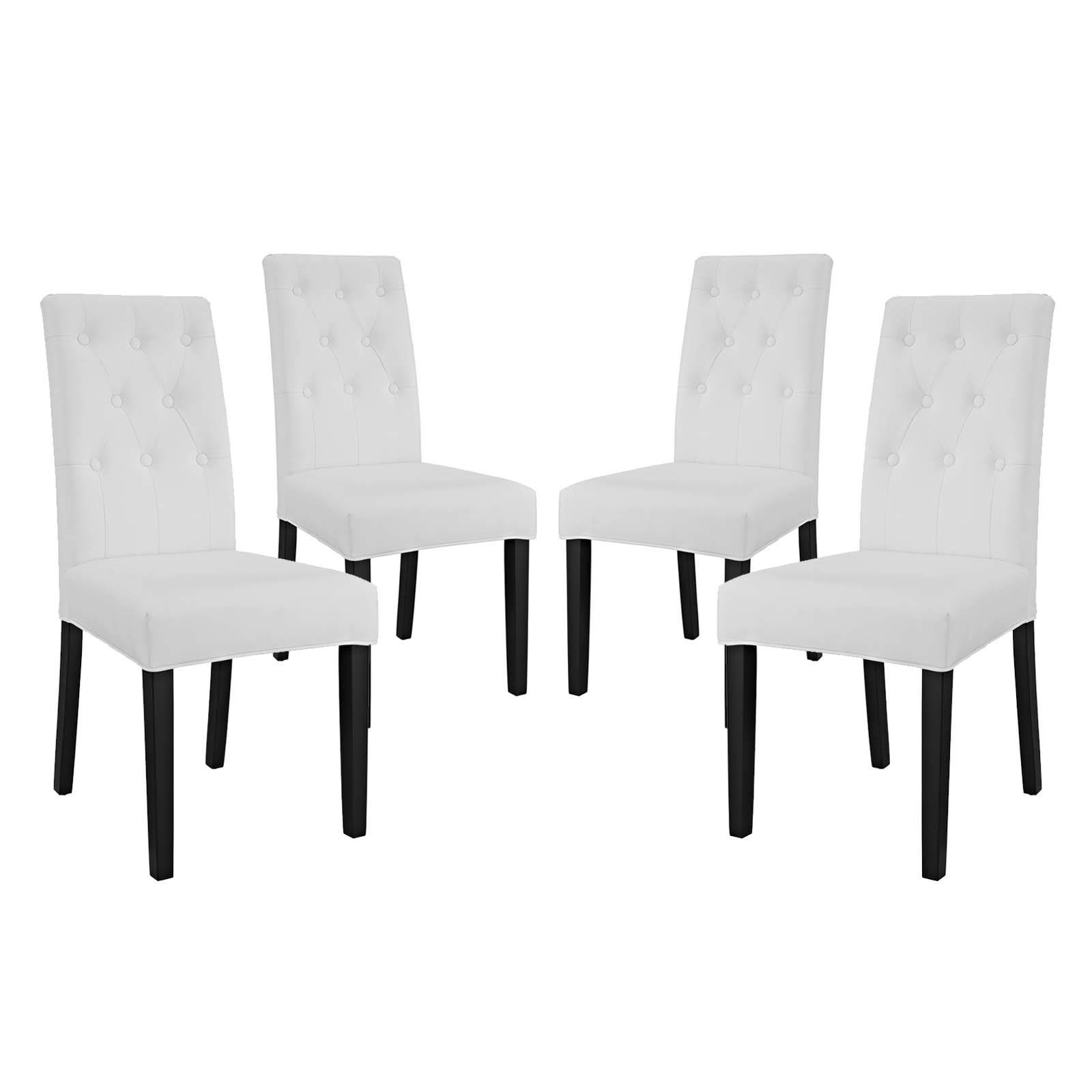 4 Modway Furniture Confer White Vinyl Dining Side Chairs