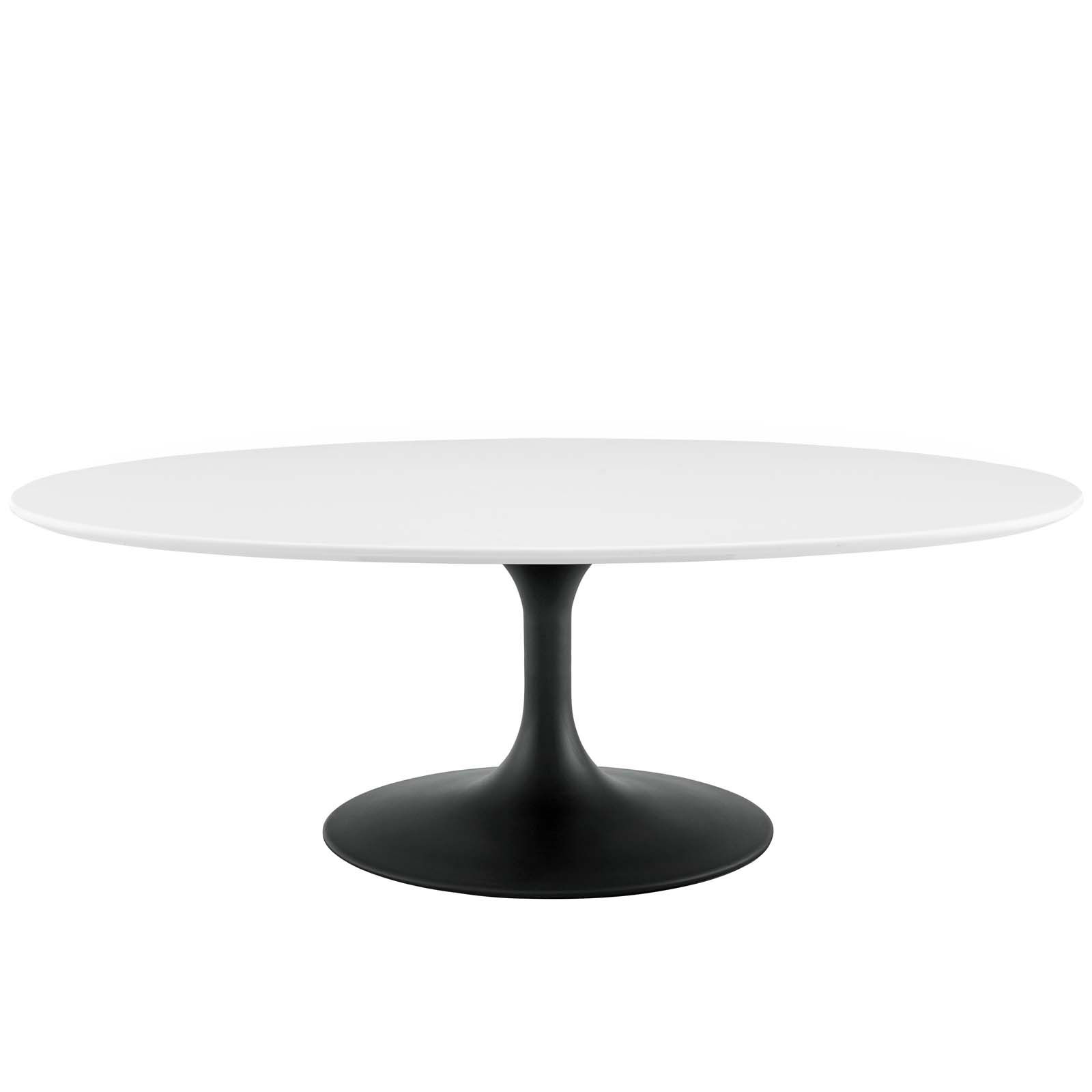 Modway Furniture Lippa Black White 48 Inch Oval Coffee Table