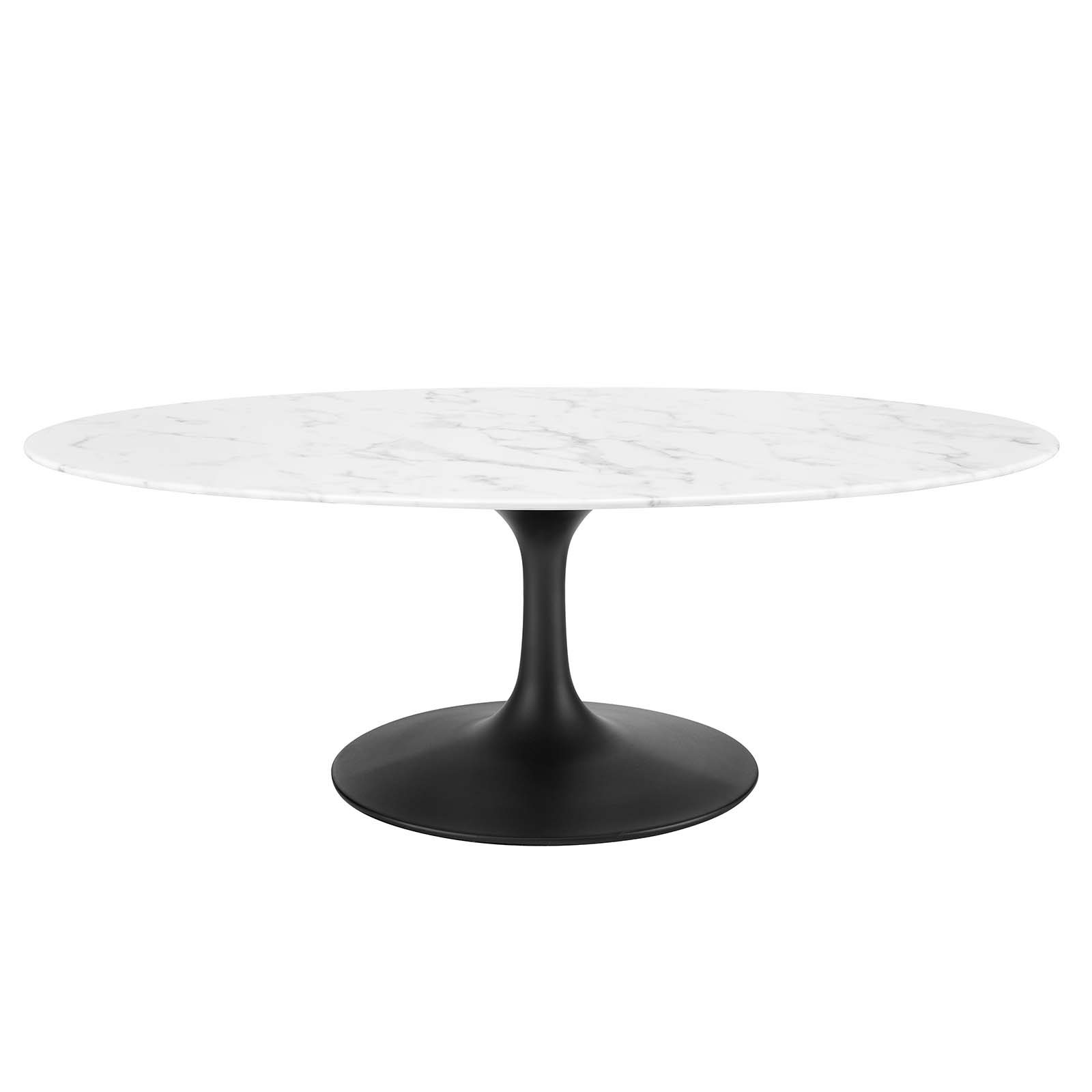 Modway Furniture Lippa Black White Marble 48 Inch Oval Coffee Table