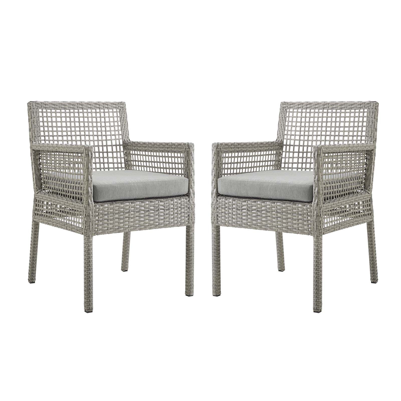 2 Modway Furniture Aura Gray Outdoor Dining Armchairs