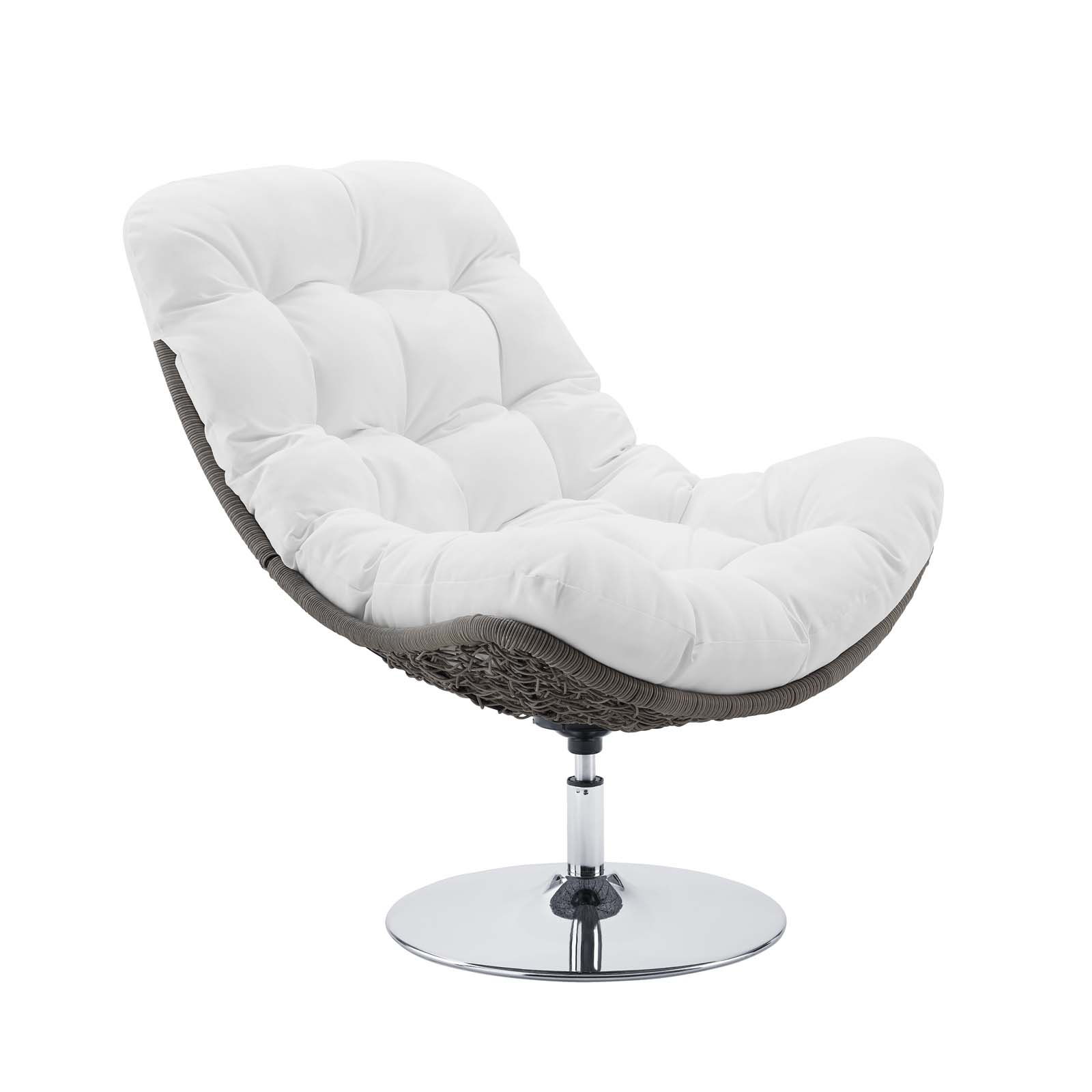 Modway Furniture Brighton Light Gray White Outdoor Patio Swivel Lounge Chai...