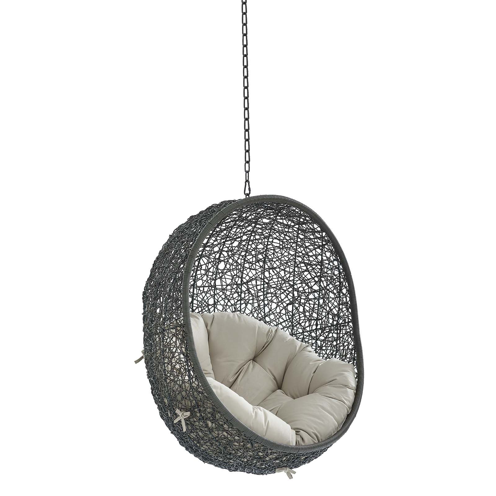 Modway Furniture Hide Gray Beige Fabric Swing Outdoor Lounge Chair without ...