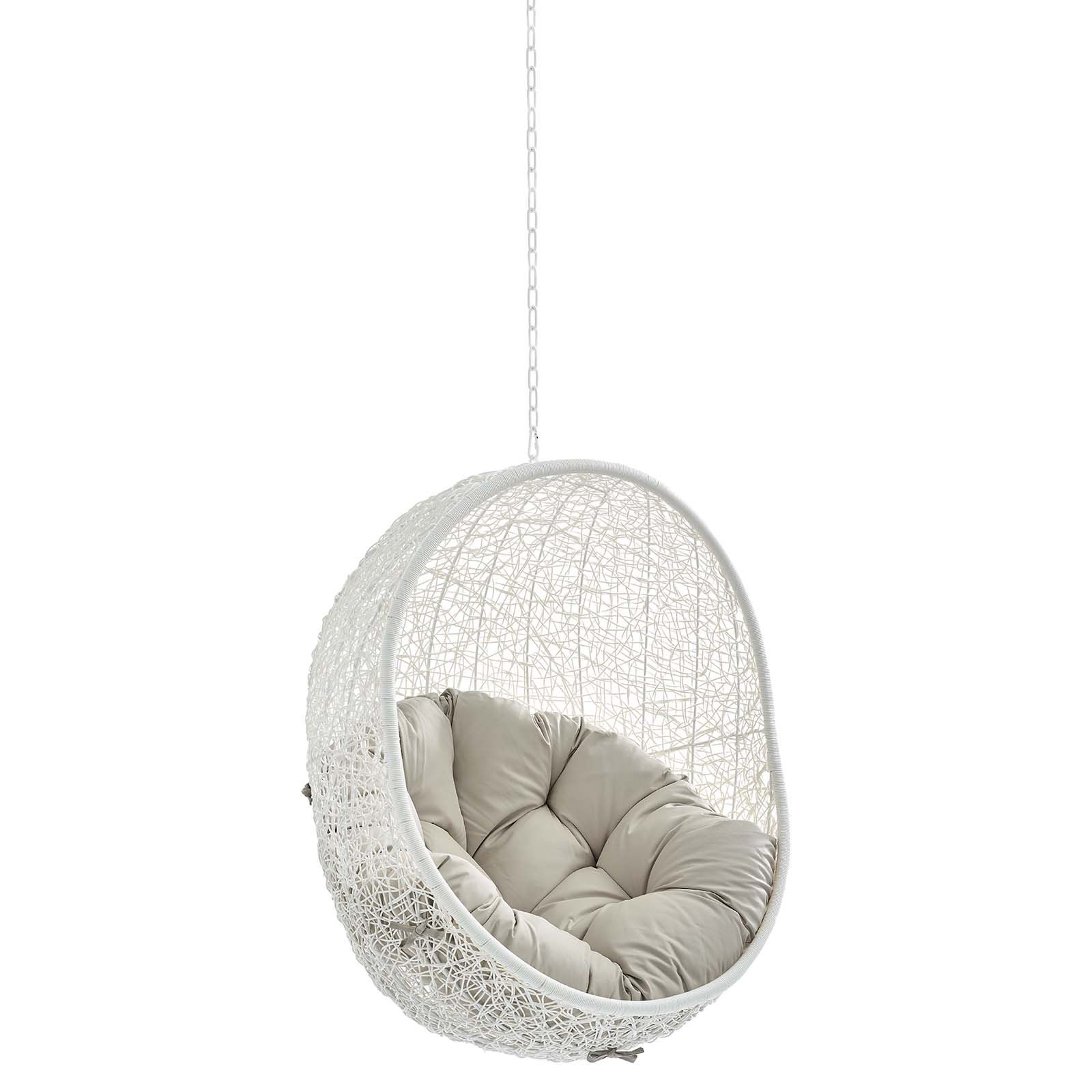 Modway Furniture Hide White Beige Fabric Swing Outdoor Lounge Chair without...