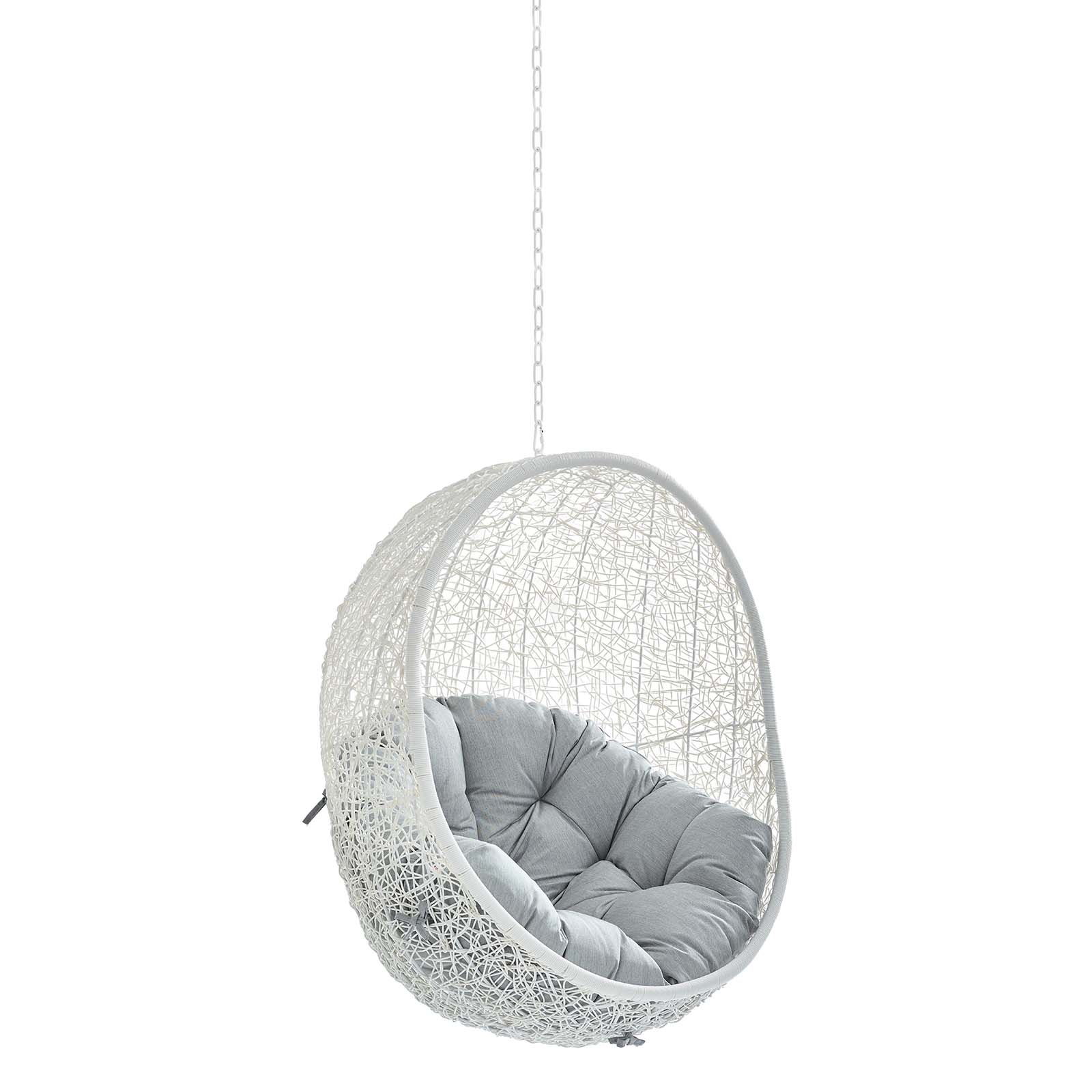 Modway Furniture Hide White Gray Fabric Swing Outdoor Lounge Chair without ...