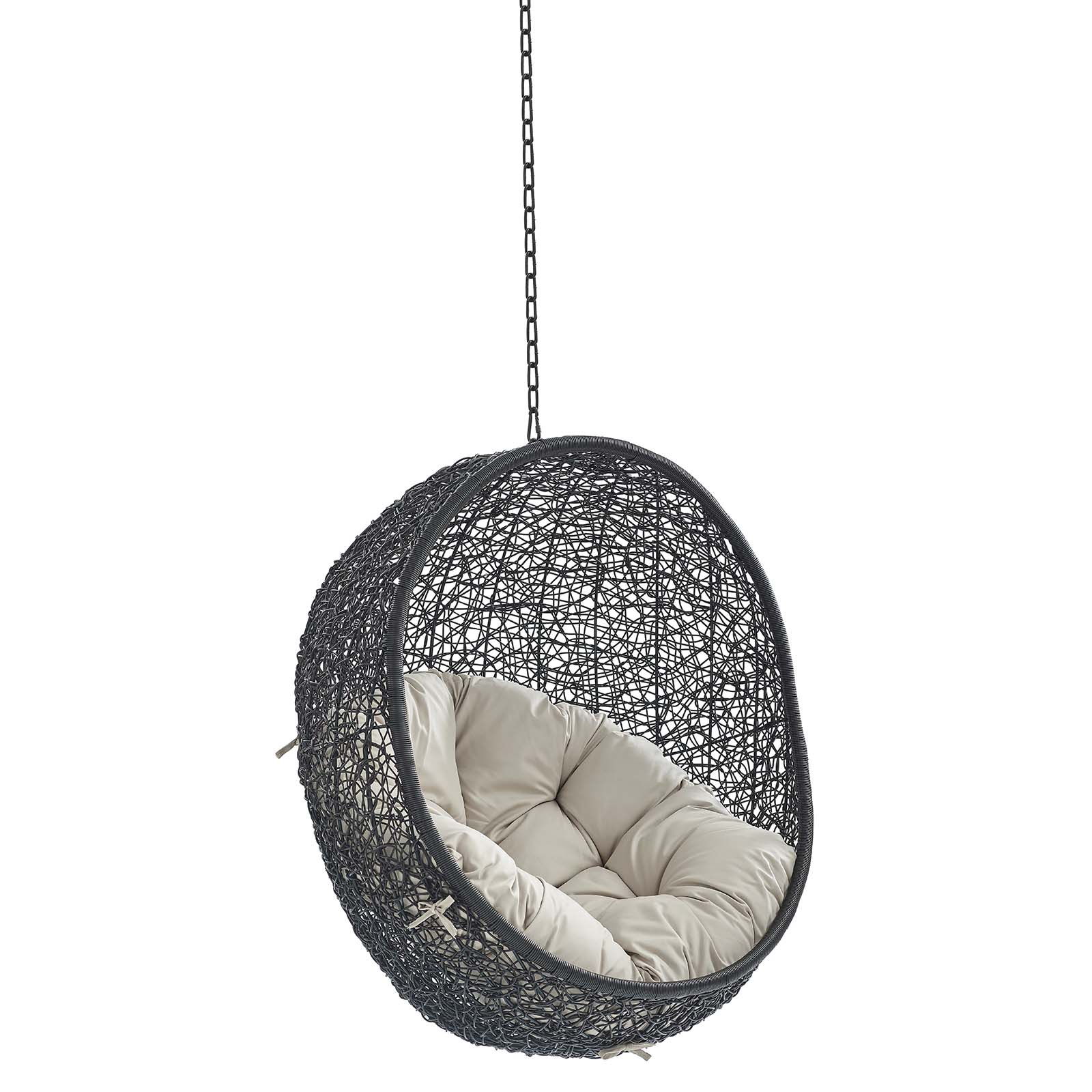 Modway Furniture Encase Black Beige Swing Outdoor Lounge Chair without Stan...