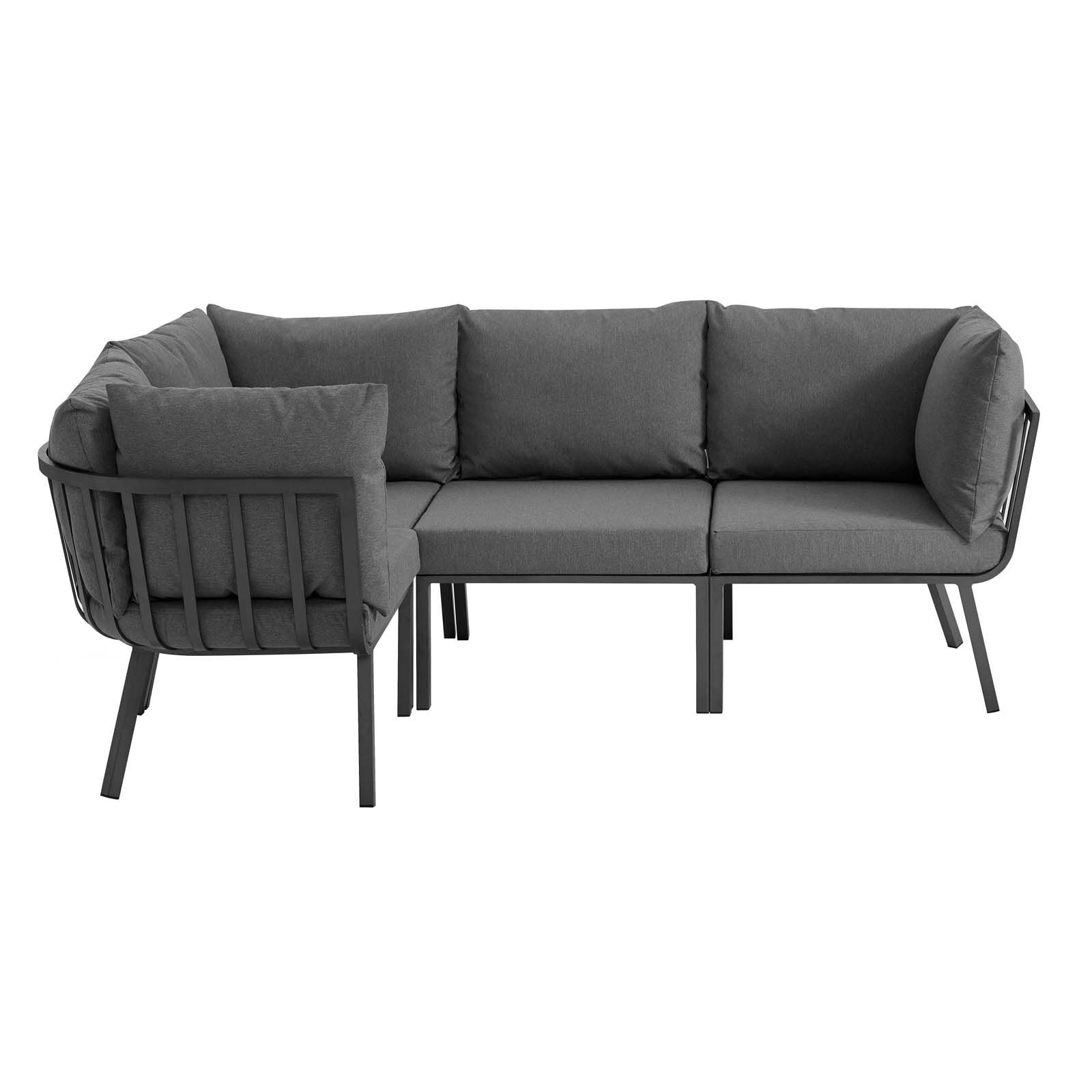 Modway Furniture Riverside Gray Charcoal 4pc Outdoor Patio Sectional