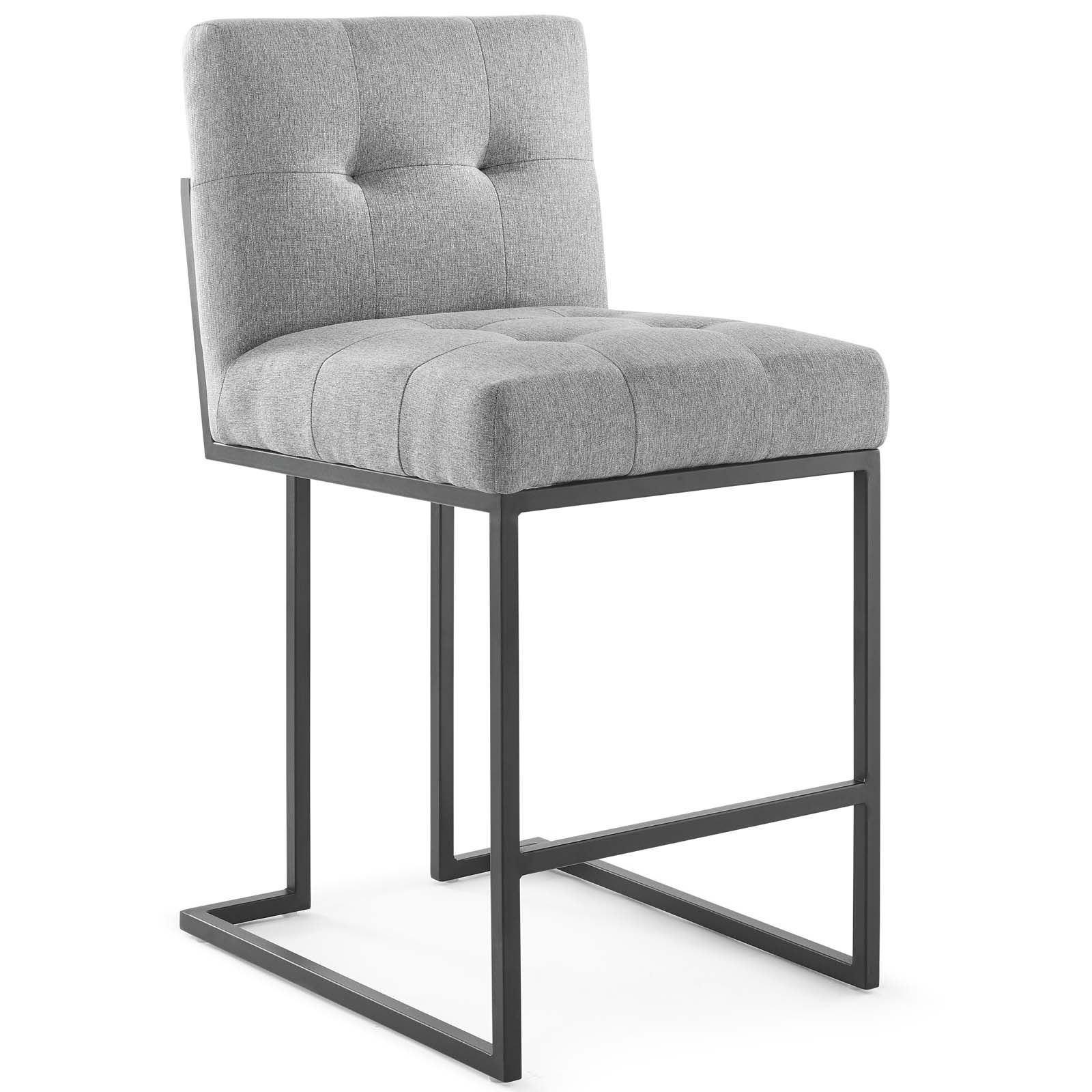 Modway Furniture Privy Black Light Gray Fabric Counter Stool