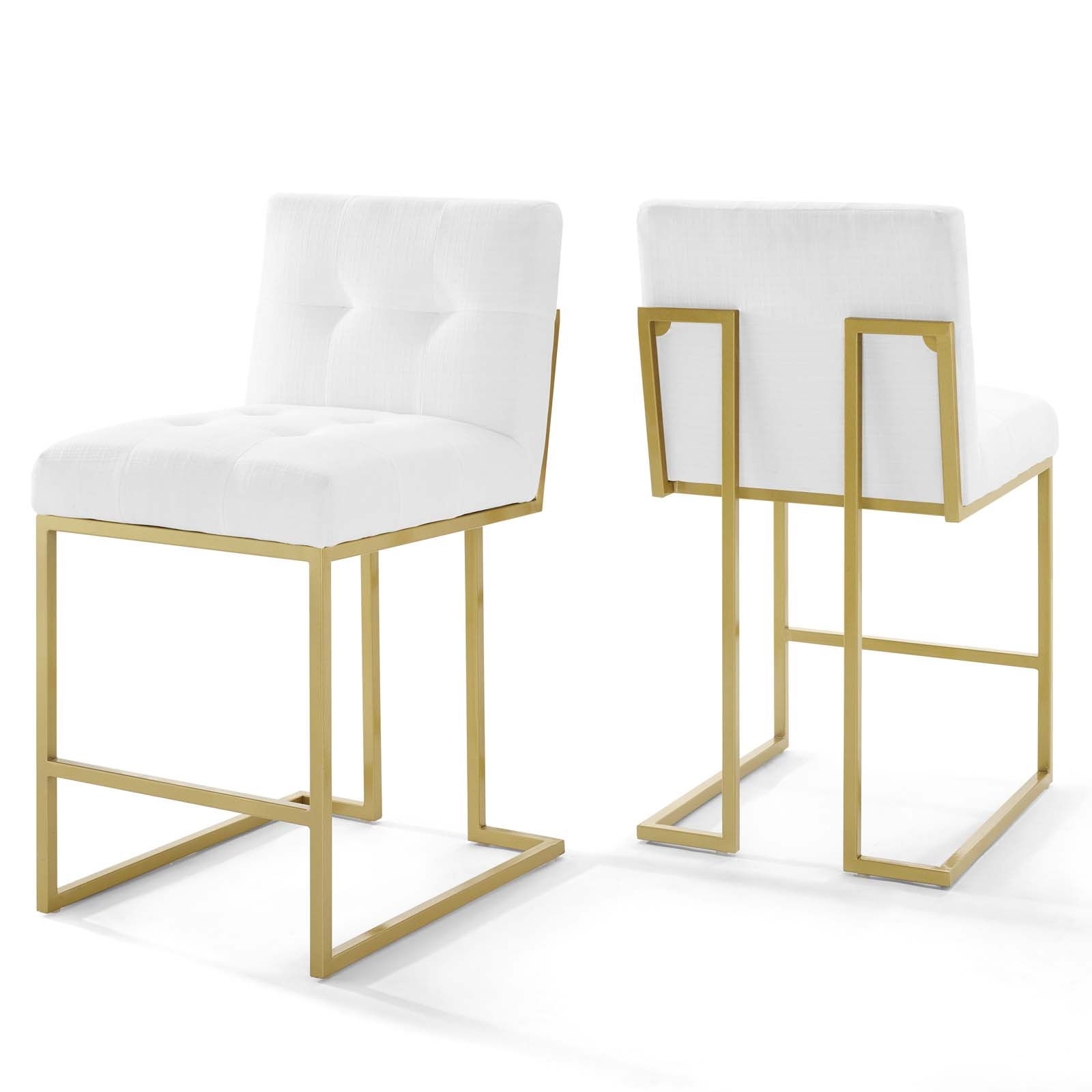 2 Modway Furniture Privy Gold White Counter Stools