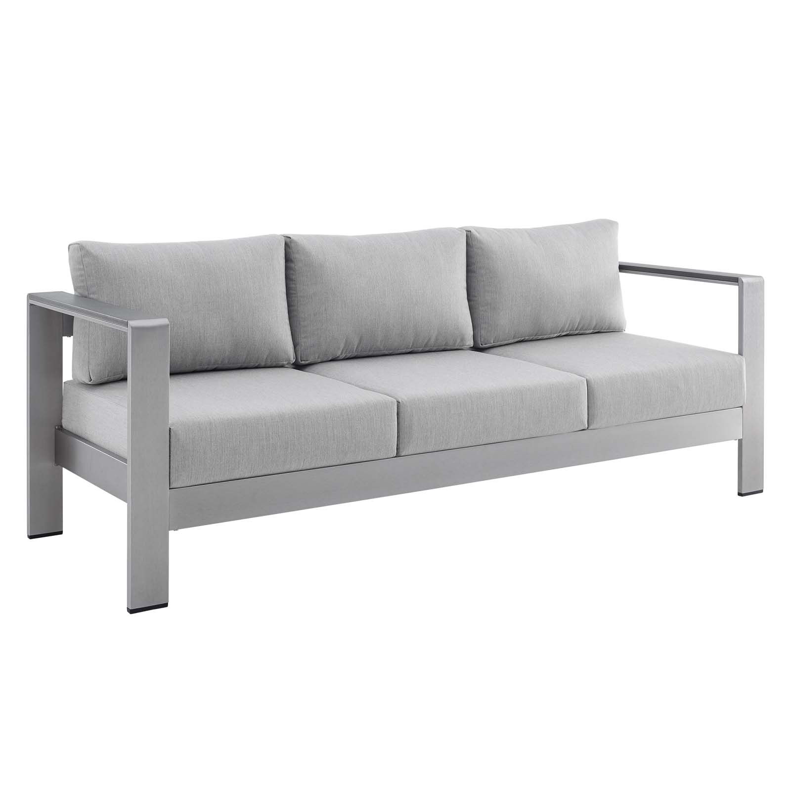 Modway Furniture Shore Silver Gray Fabric Outdoor Patio Sofa
