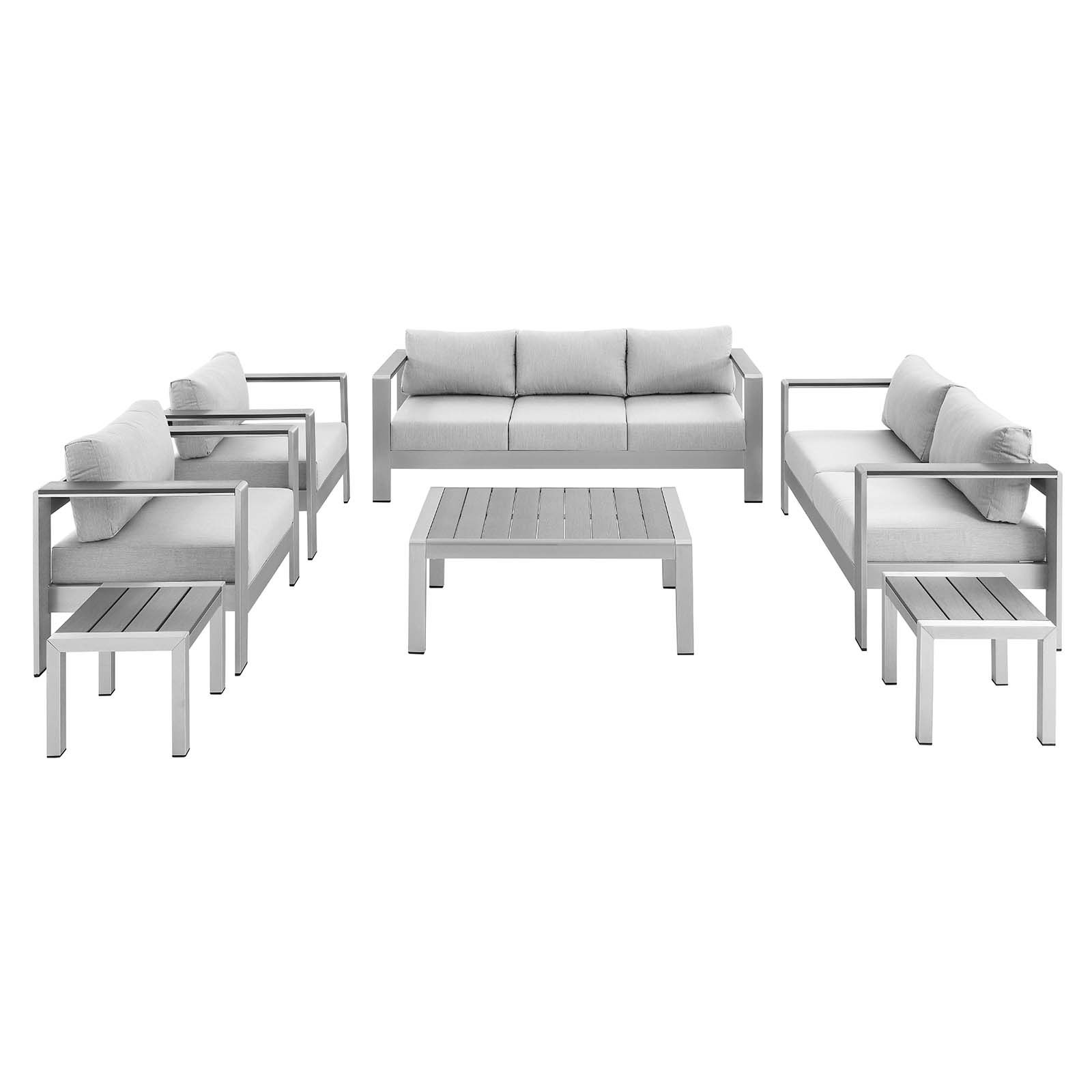 Modway Furniture Shore Silver Gray Fabric Outdoor Patio 7pc Set