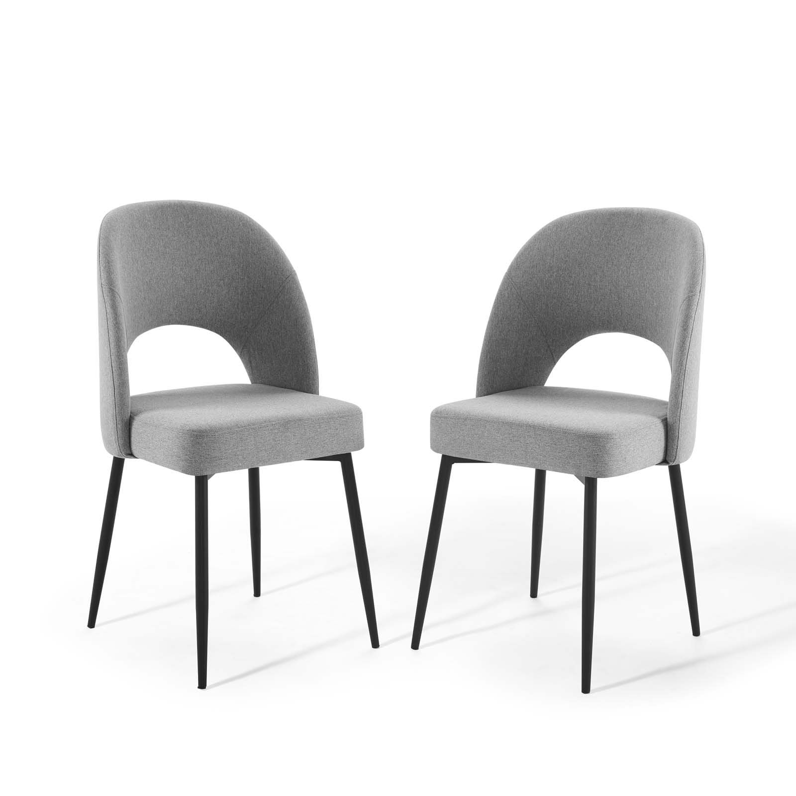 2 Modway Furniture Rouse Black Light Gray Fabric Dining Side Chairs