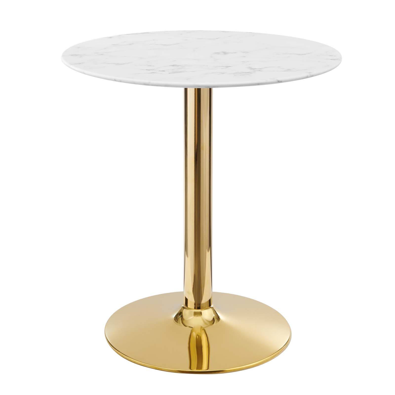 Modway Furniture Verne Gold White Marble 28 Inch Dining Table