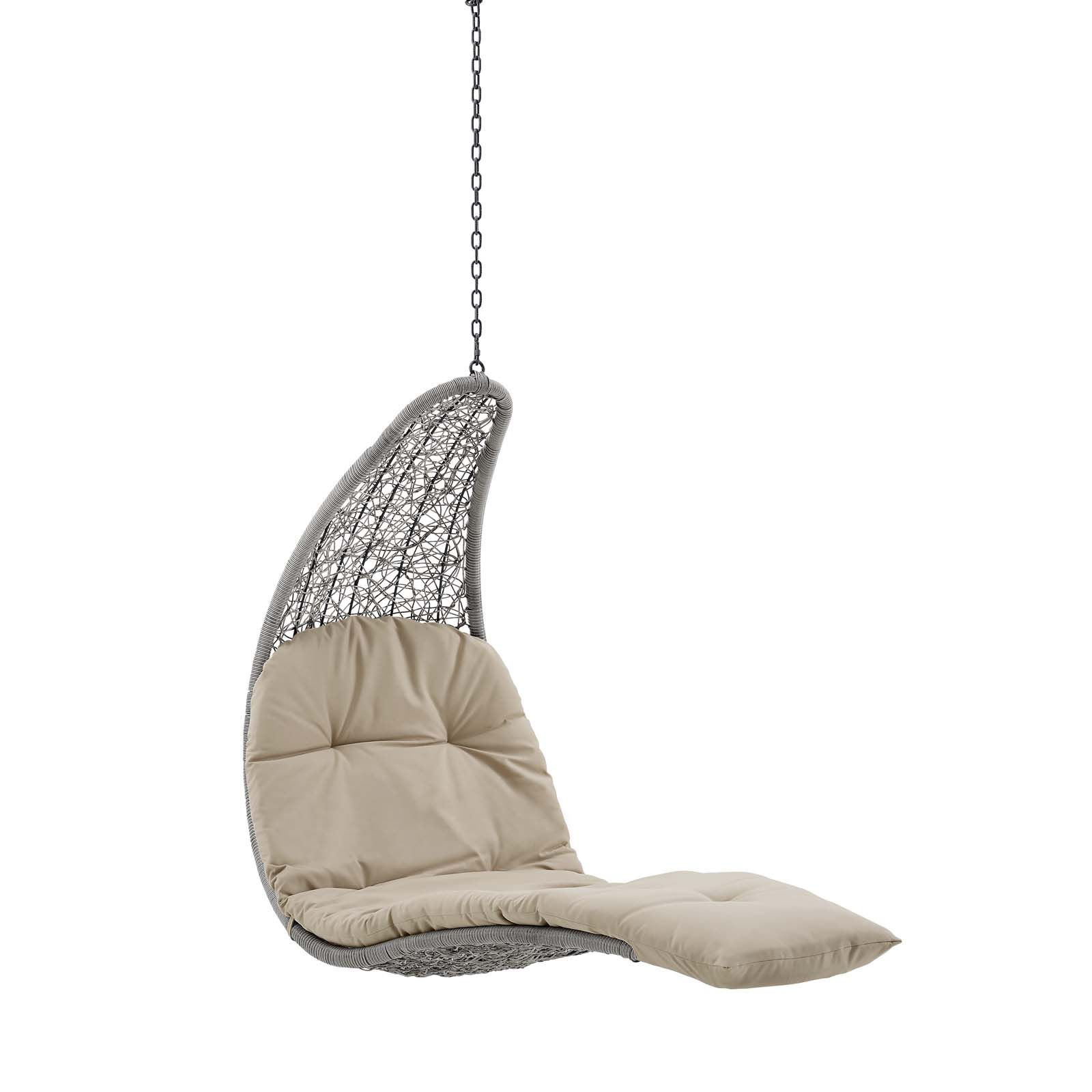 Modway Furniture Landscape Light Gray Beige Outdoor Swing Chair