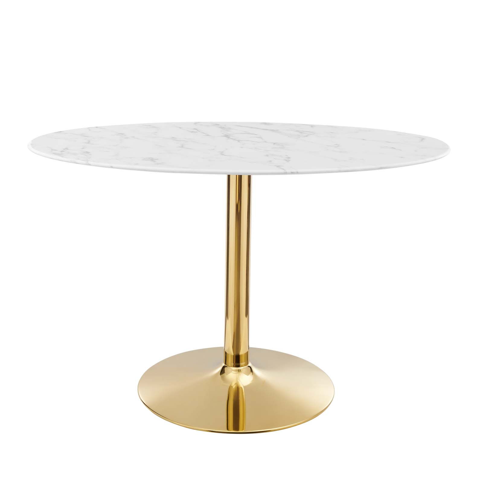 Modway Furniture Verne Gold White Marble 48 Inch Oval Dining Table