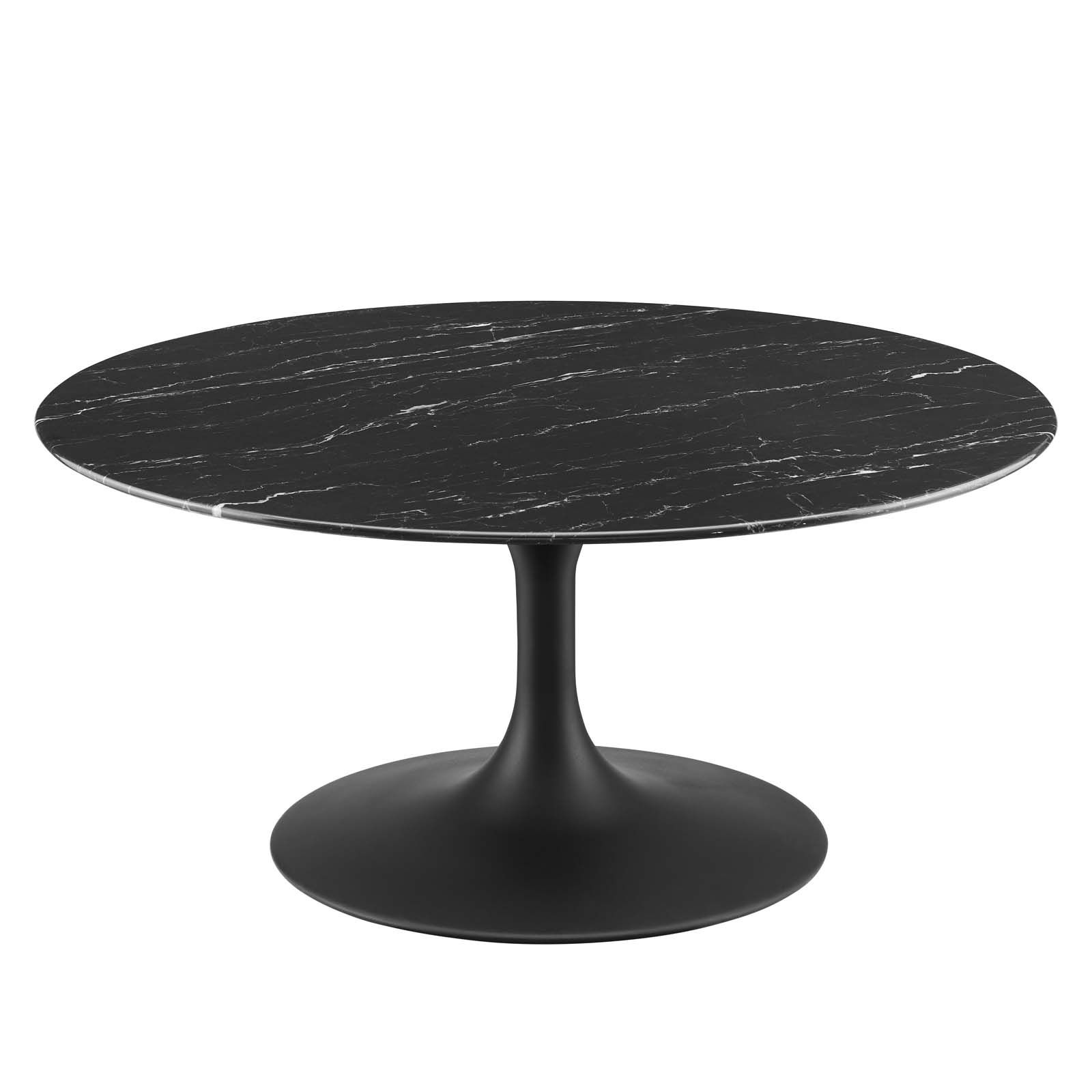 Modway Furniture Lippa Black Marble 36 Inch Round Coffee Table