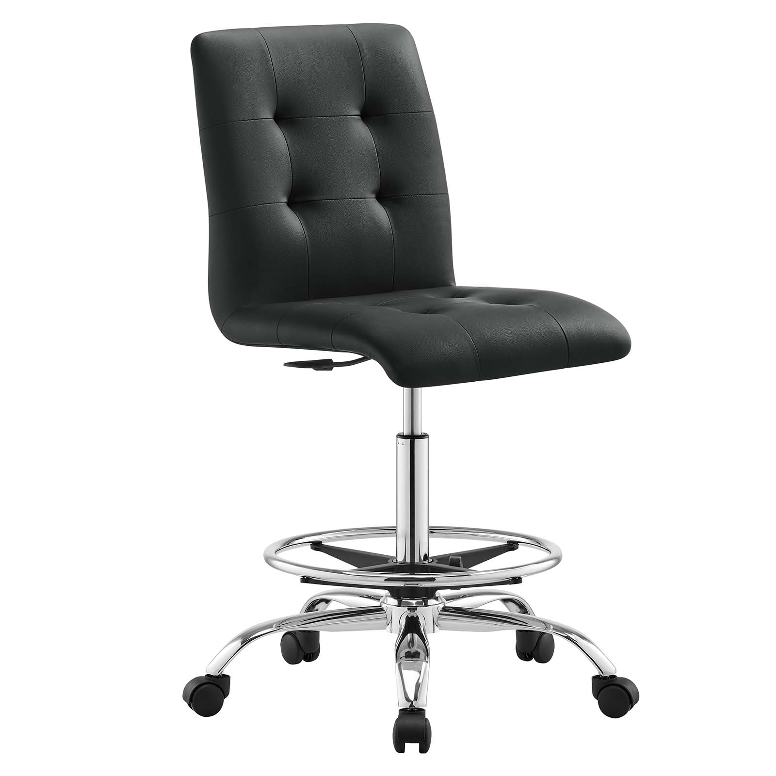 Modway Furniture Prim Silver Black Leather Armless Chair